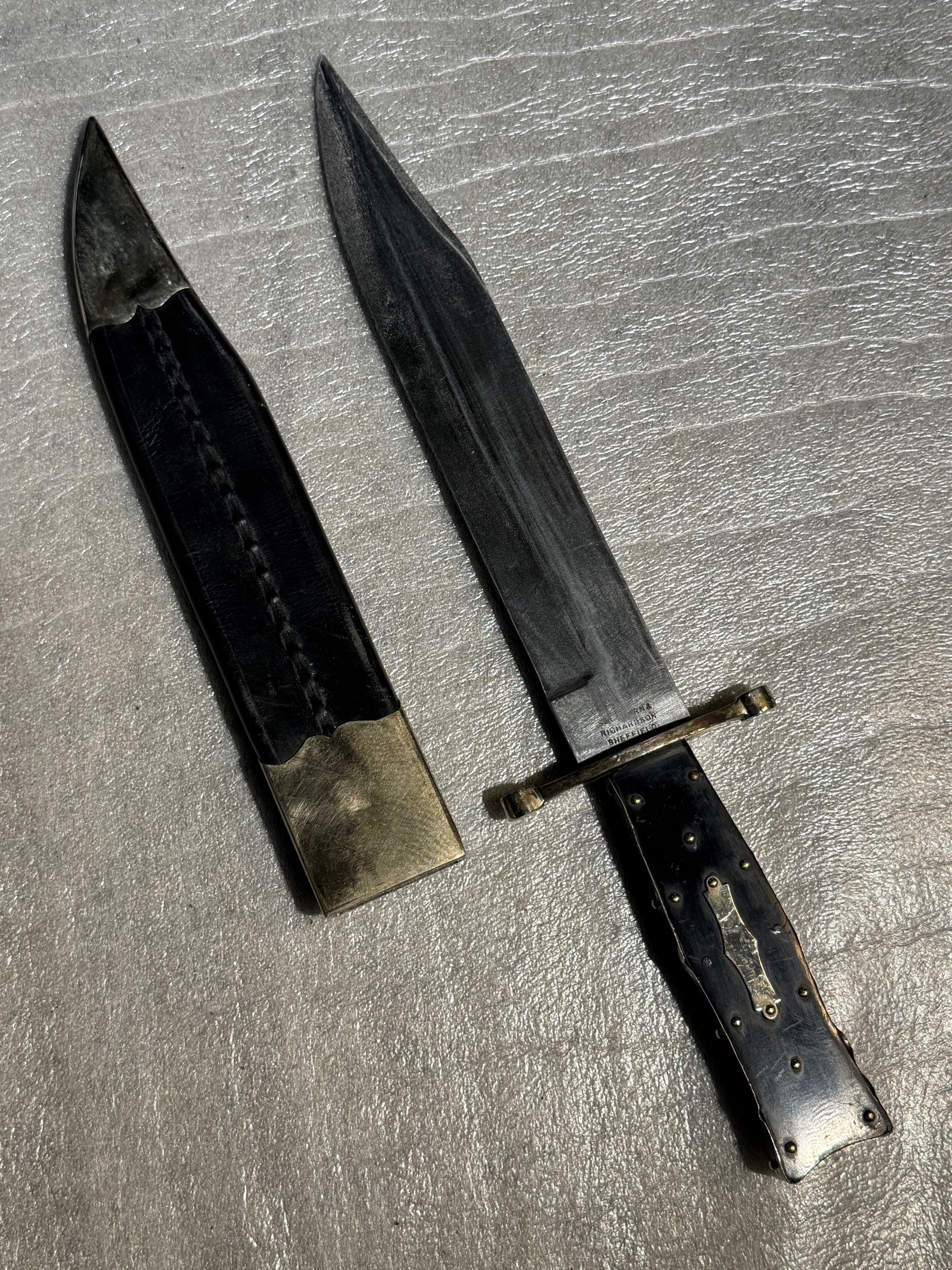 Rare 1800's Coffin Handle Southern & Richardson Bowie Knife with Sheath (1 of 8)