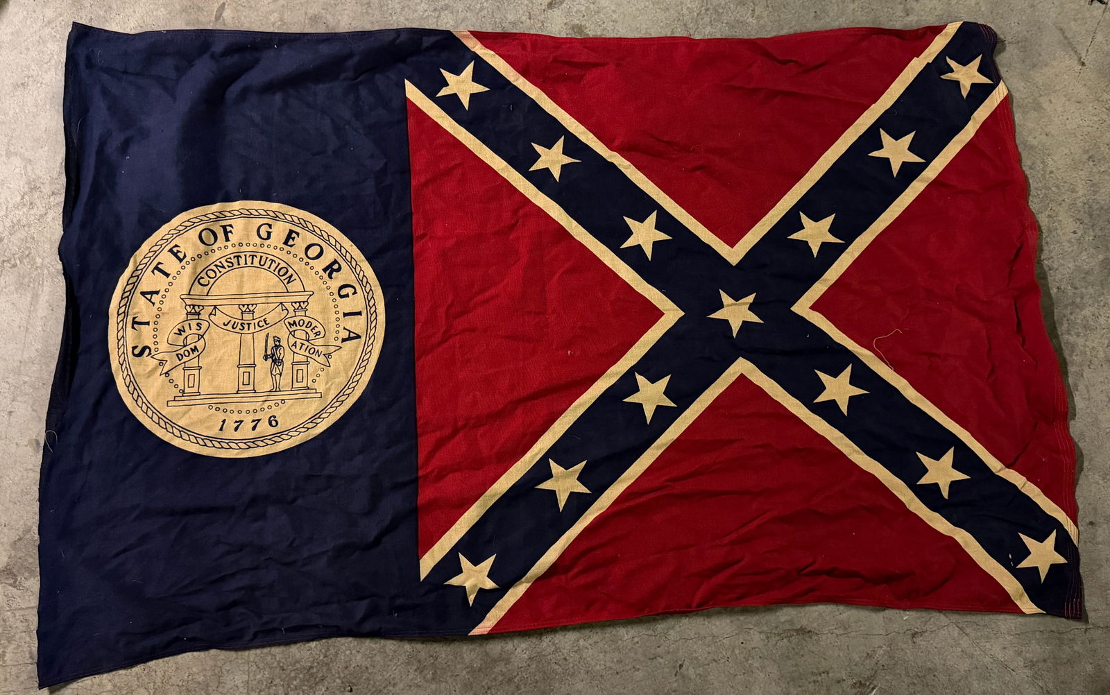 Rare Civil War Georgia State–Confederate Composite Flag (1 of 9)