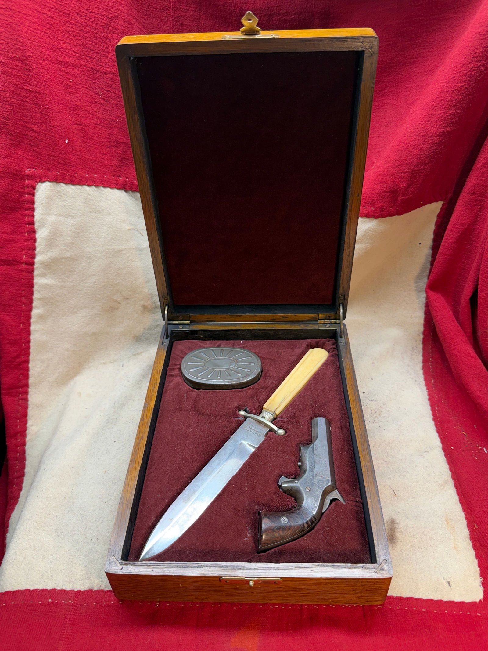 Civil War Gentleman’s Traveling Defense Set (Derringer, Bowie Knife, and Percussion Cap Tin) (1 of 9)