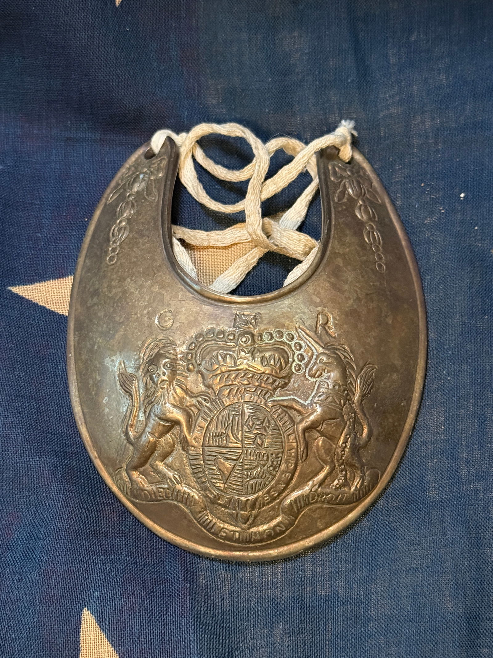 Revolutionary War British Officer’s Gorget, King George III Cypher, c. 1775–1783 (1 of 3)