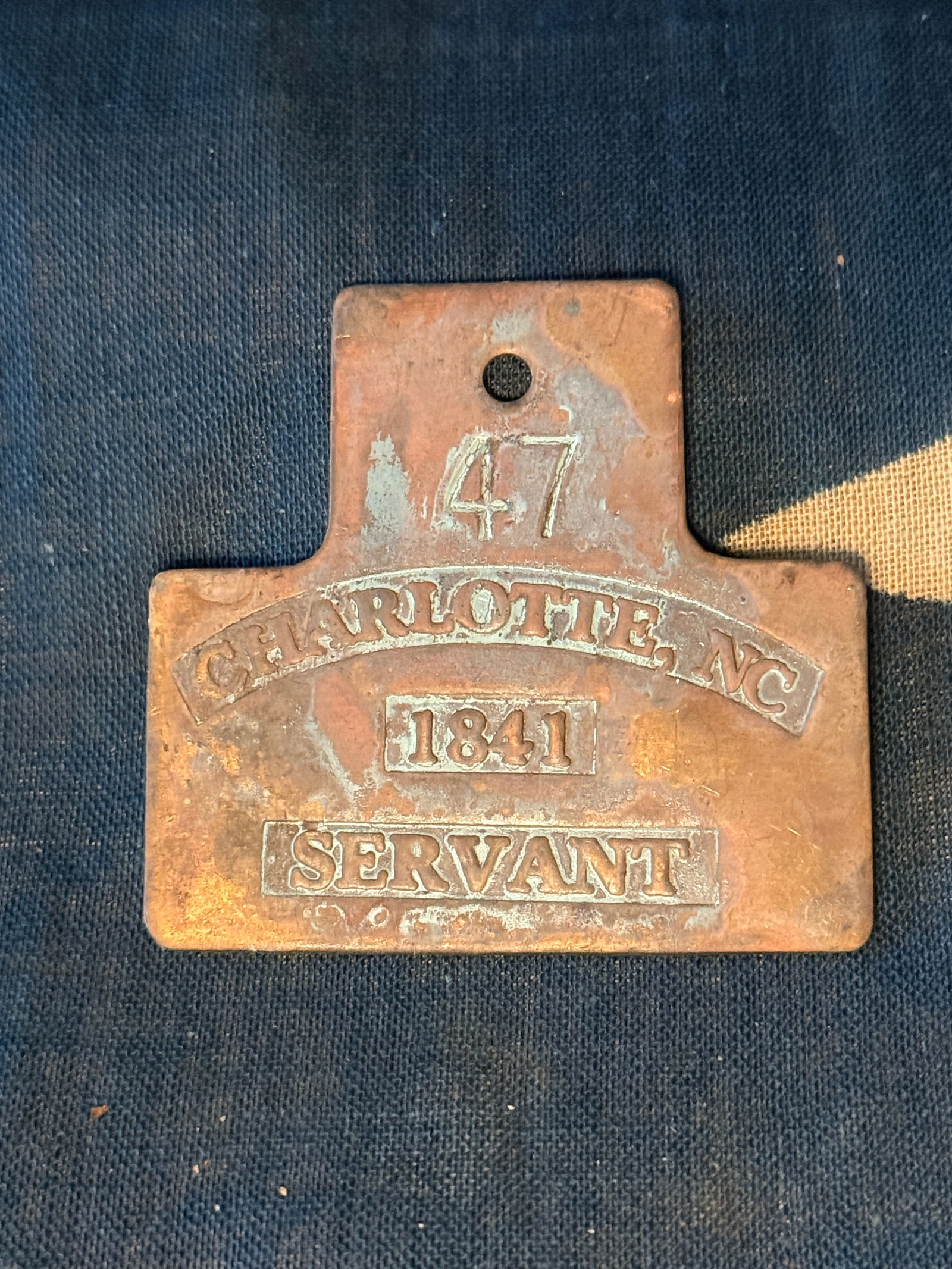 1841 Servant Identification Badge, Charlotte, North Carolina Slave Tag (1 of 3)