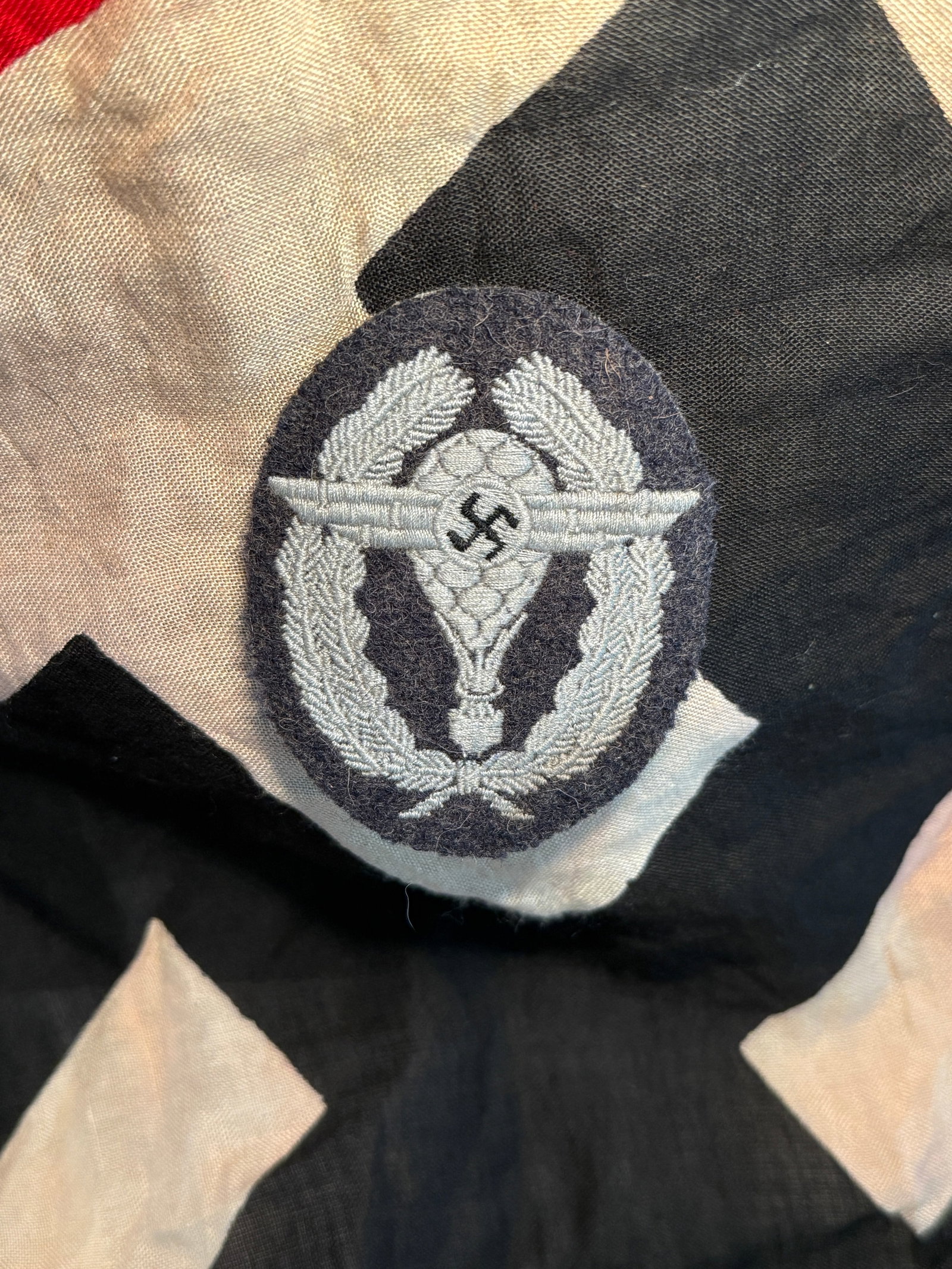 WW2 German Luftschutz (Air Defense) Proficiency Badge, Cloth Version: This embroidered cloth badge represents the Luftschutz Proficiency Badge (Luftschutz-Leistungsabzeichen) worn by members of the German civil air defense organization during the Third Reich (1933–194