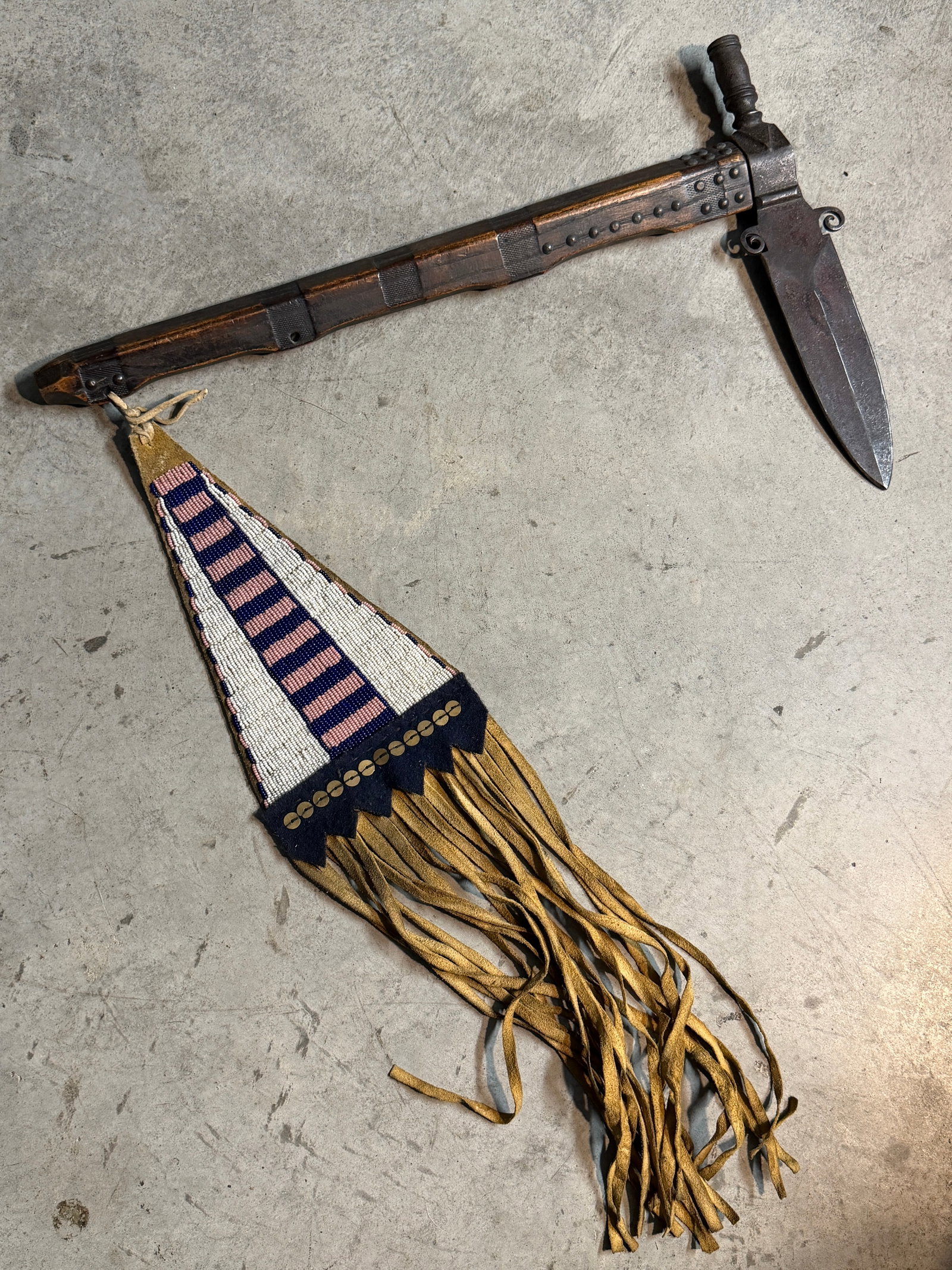 Pipe Tomahawk with Integrated Blade and Beaded Drop, Plains/Great Lakes Region, 19th Century (1 of 12)