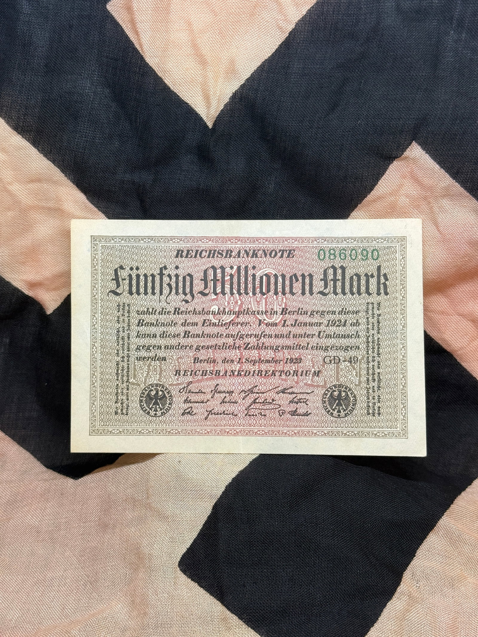 WWI German Hyperinflation Banknote – Fifty Million Mark (1923) (1 of 2)