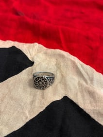 WWII-Era German Ring with Black Sun (Sonnenrad) Motif (Commemorative/Associated Type)