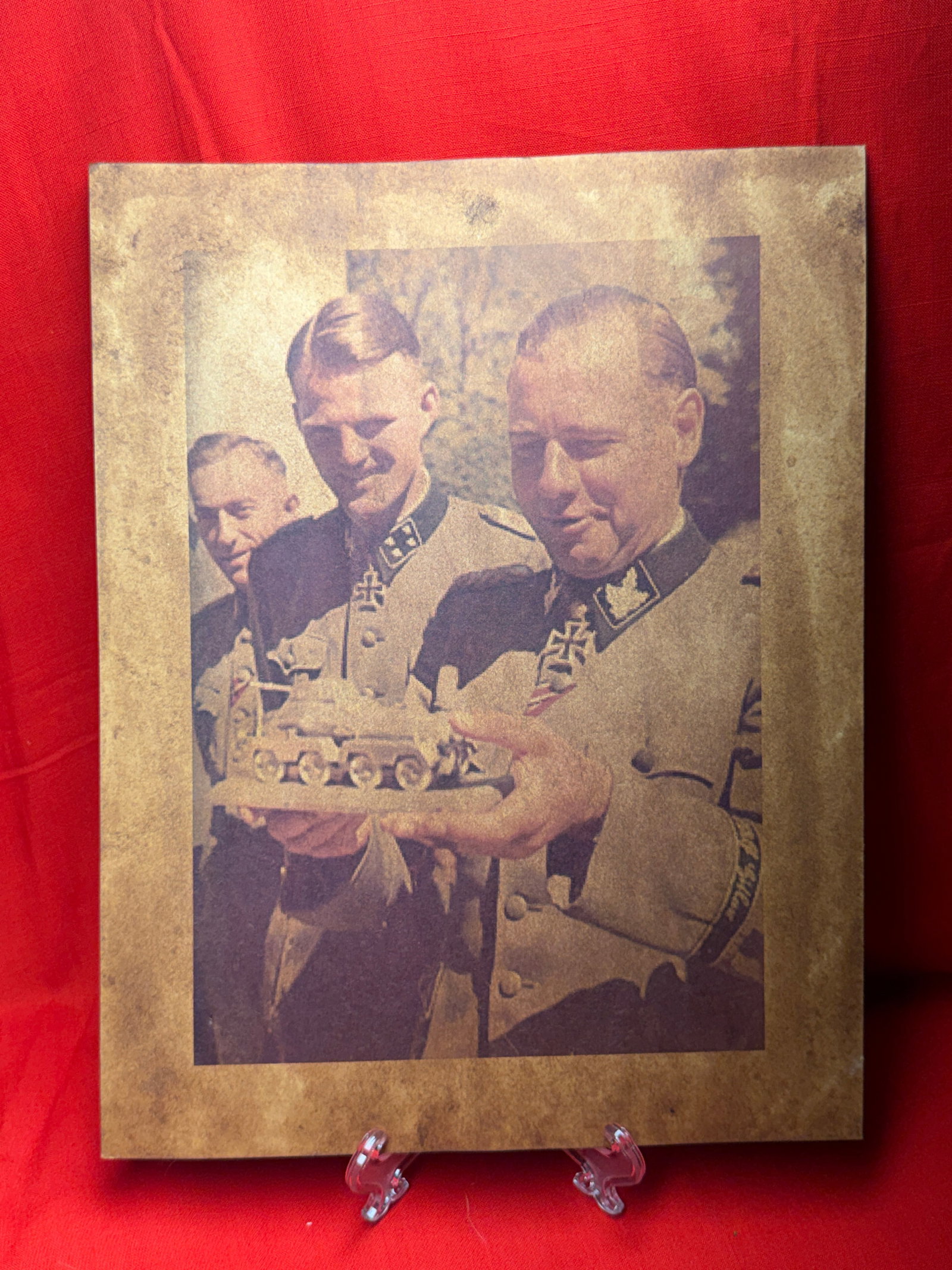 Stamped Photographic Print of German Officers Examining Armored Model, World War II, c. 1940s (1 of 9)
