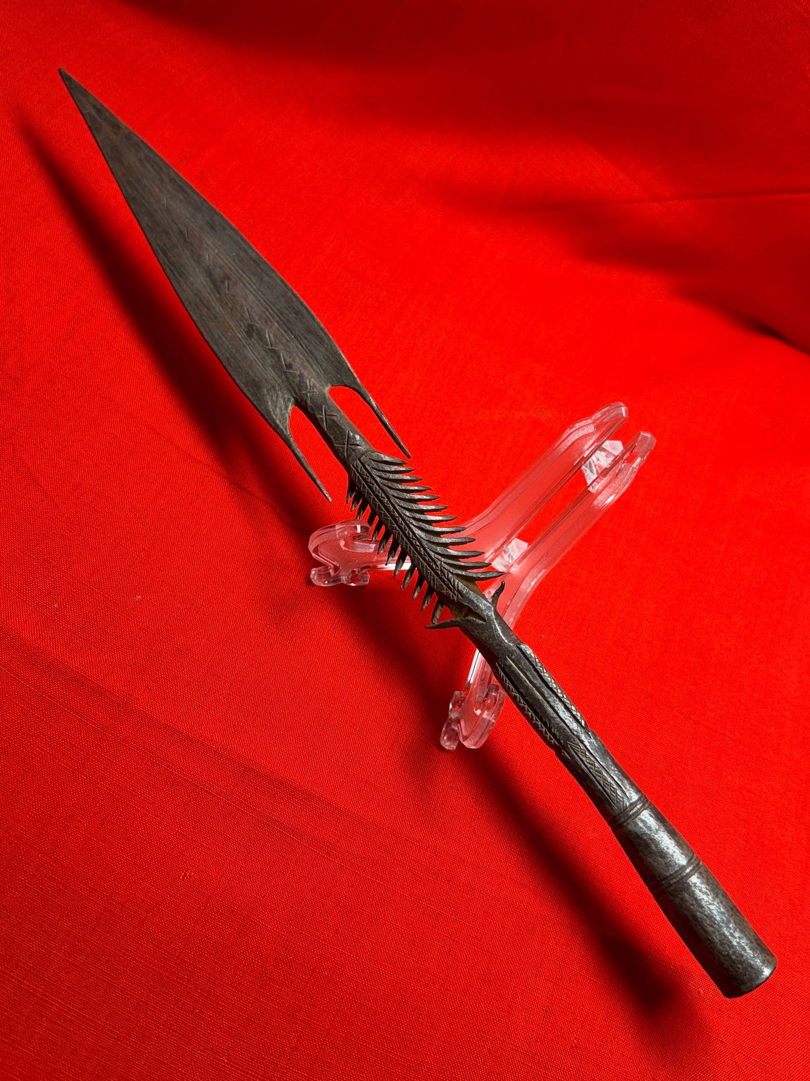 17th Century Native American Style Hand-Forged Spear Head Blade with Barbed Spine – Iron Tribal (1 of 8)