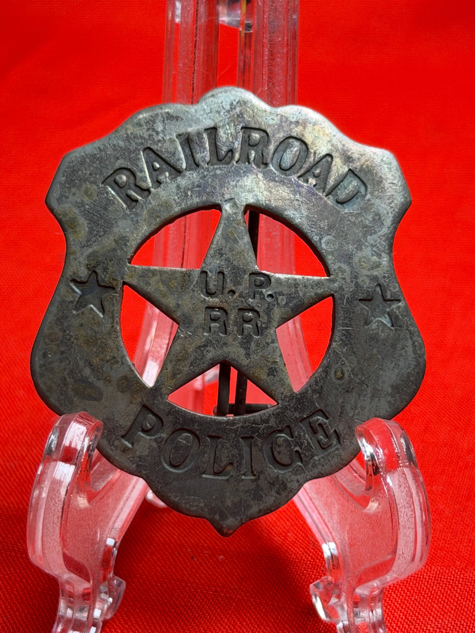 Vintage U.P.R.R. Railroad Police Badge Star Shield Union Pacific Railroad Badge (1 of 3)
