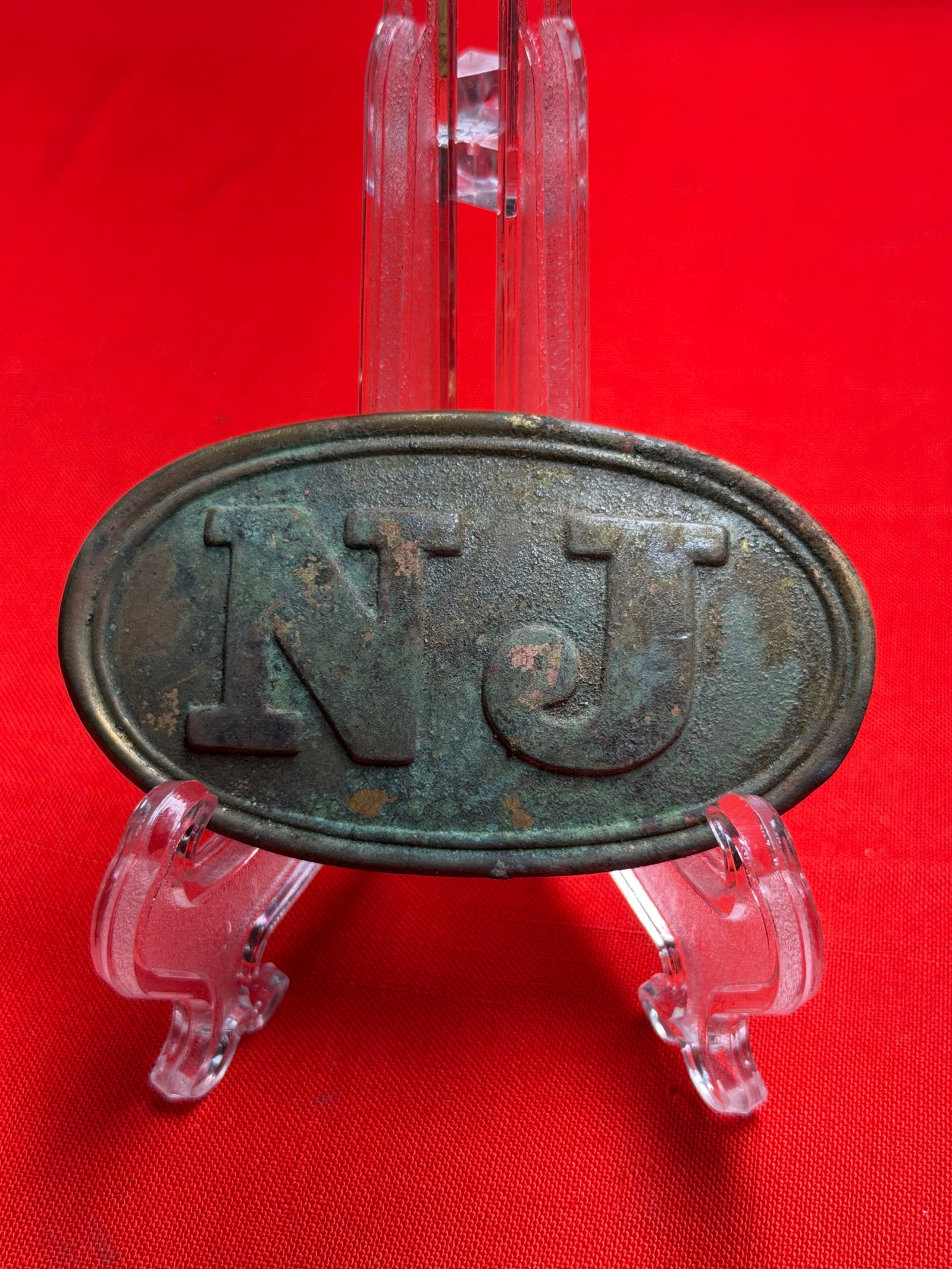NJ New Jersey Militia Belt Plate Civil War Style Brass Buckle (1 of 3)
