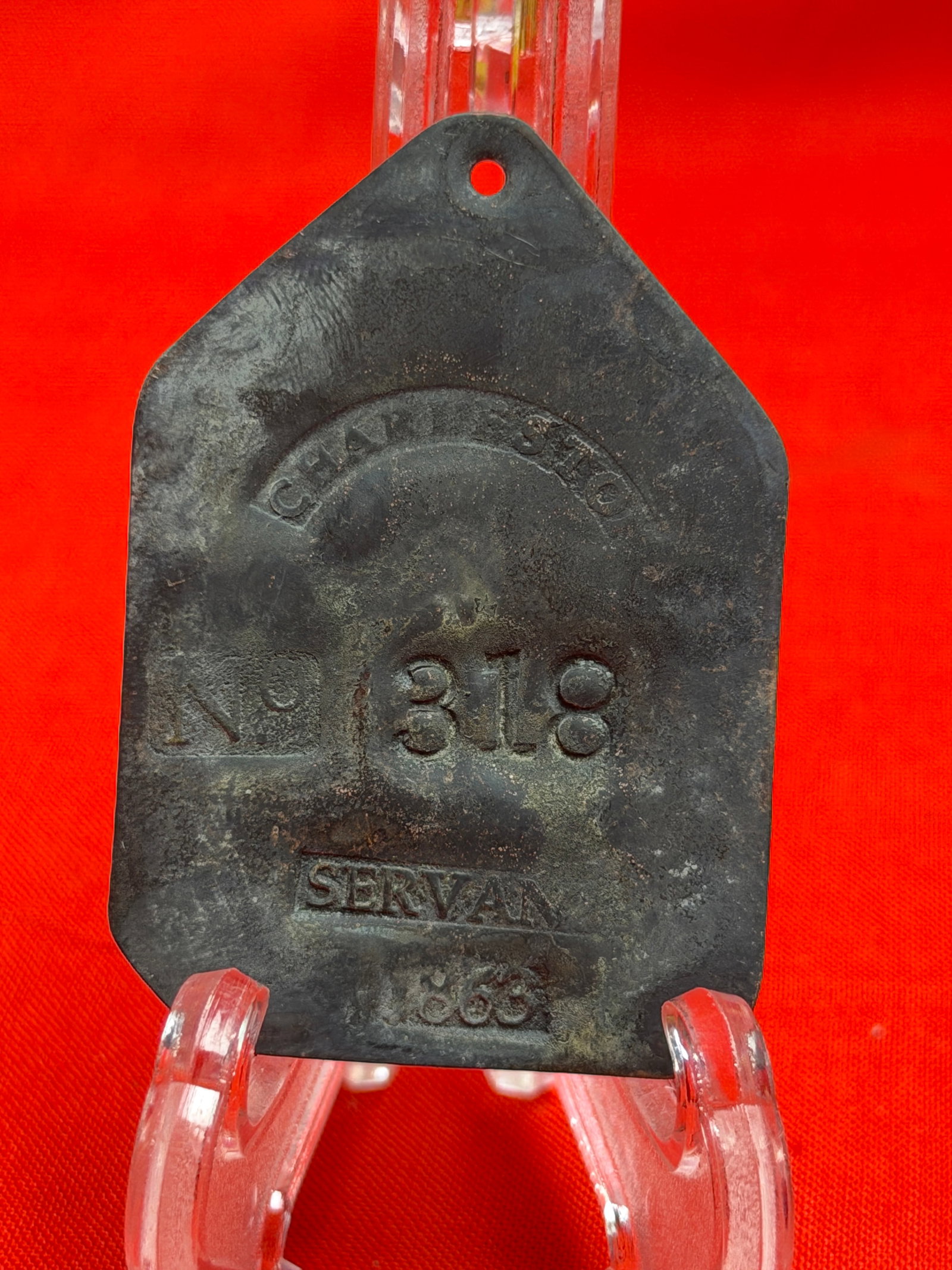 1863 Charleston South Carolina Slave Tag No. 318 Servant ID Badge (1 of 4)