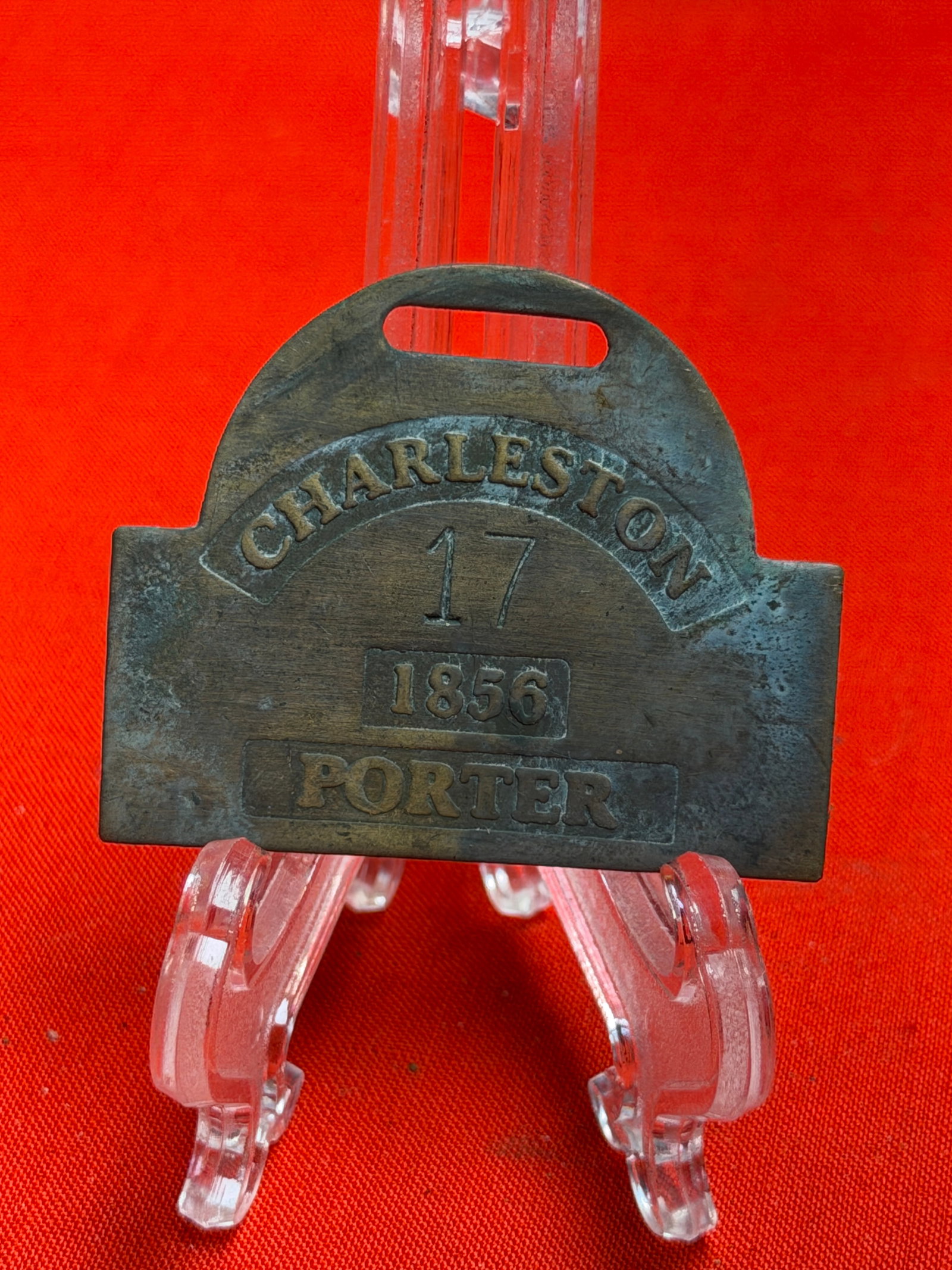 Charleston South Carolina 1856 “Porter?? Brass Slave Servant Identification Tag No. 17 (1 of 3)
