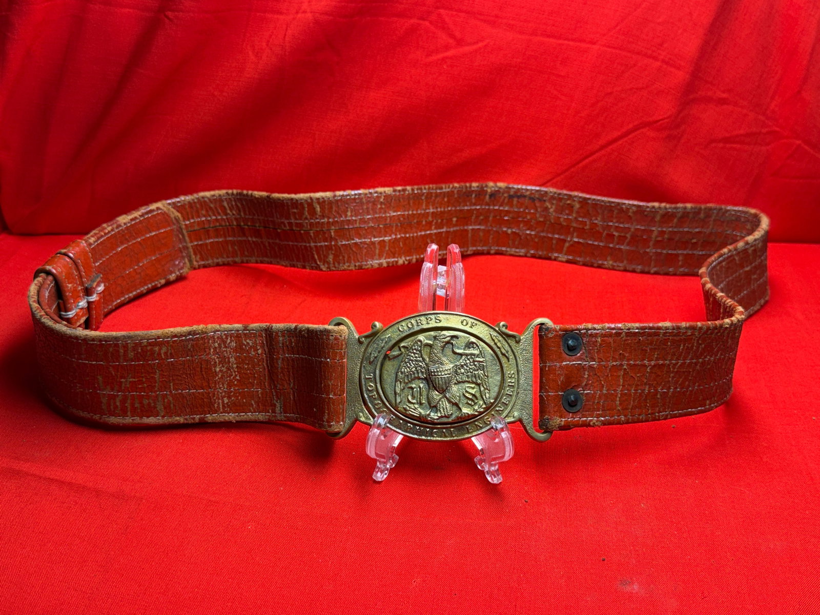 Civil War Corps of Topographical Engineers Belt Buckle with Leather Belt (1 of 5)