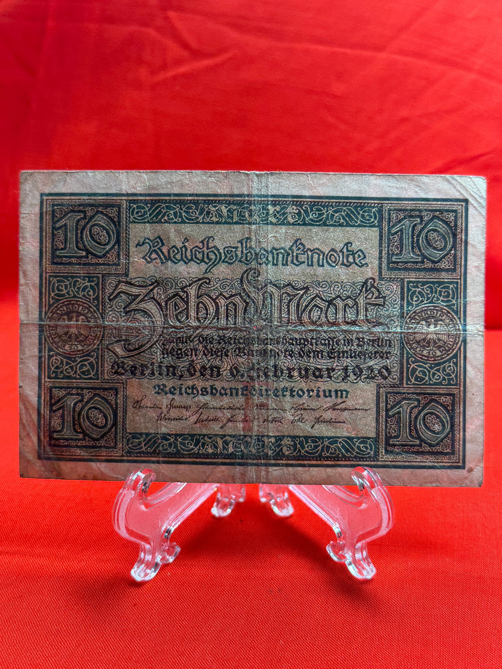 WW2 German 10 Mark Reichsbanknote Currency Note (1 of 2)