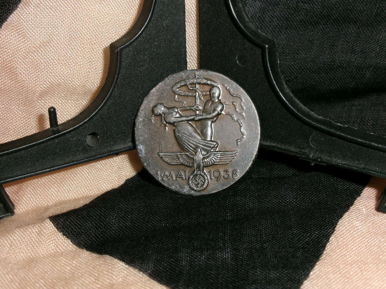 WWII German National Labor Day Badge, “1. Mai 1938?? (May Day Tinnie) (1 of 4)
