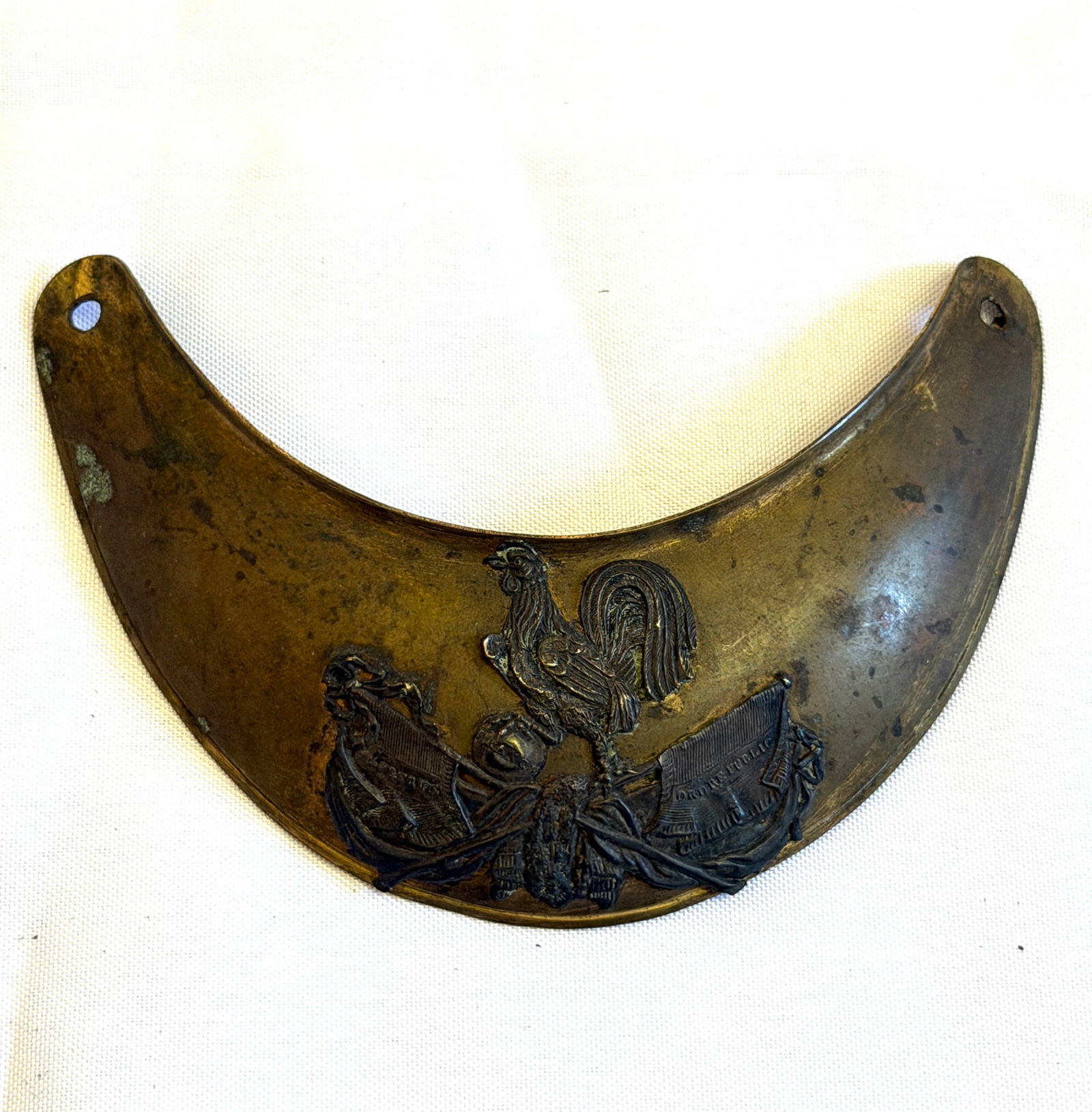 French National Guard Officer’s Gorget – Louis-Philippe Era (Model 1830), Gilt Brass w/ Gallic (1 of 6)