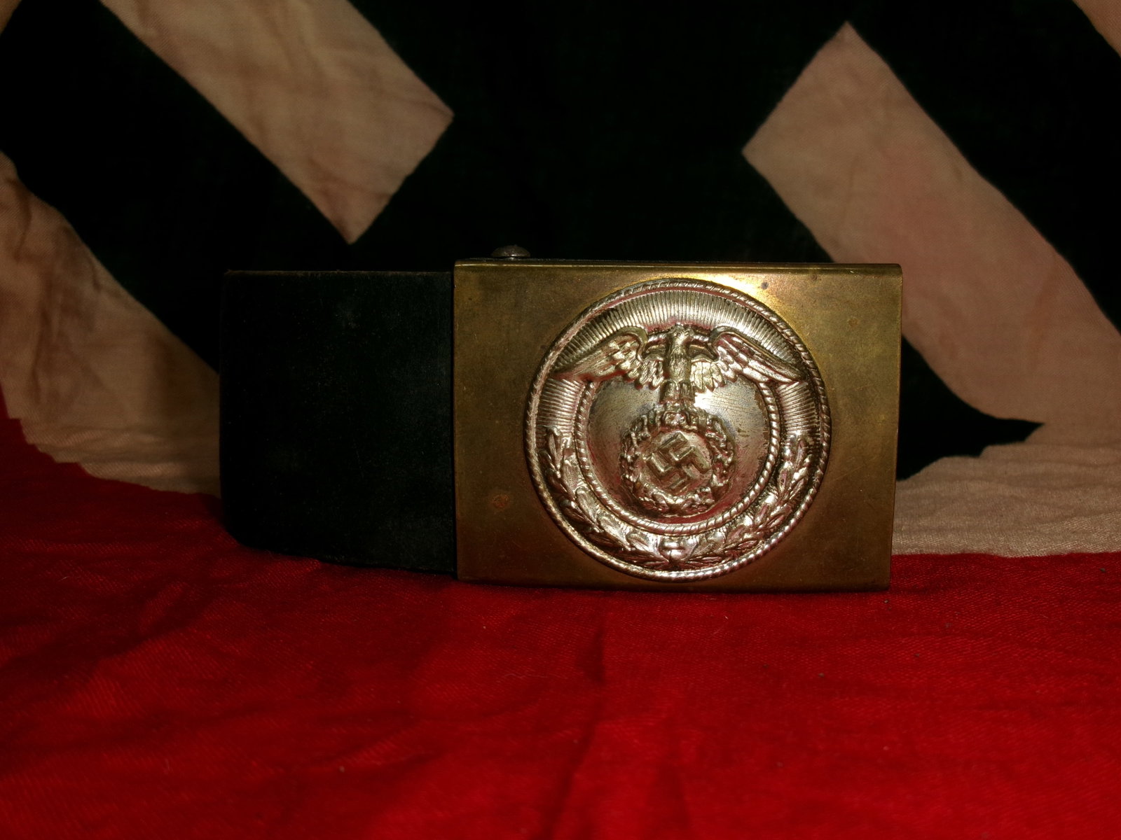 German WWII Early SA EM/NCO Belt with Two Piece Brass & Nickel Buckle - Sturmabteilung (1 of 4)