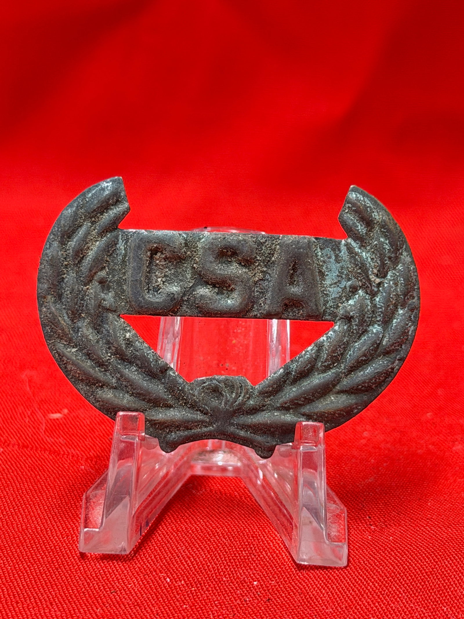 Civil War Era CSA Confederate Wreath Uniform Insignia Badge Military Hat Device (1 of 3)