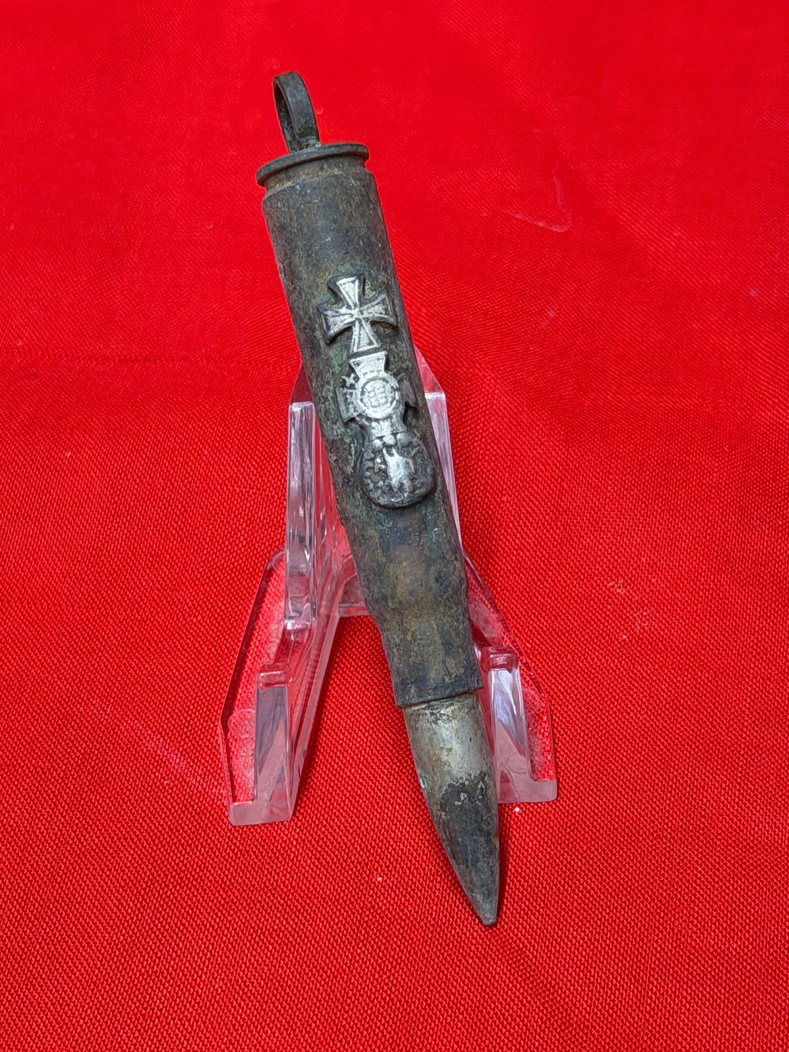 WW1 German Officer Style Bullet Pendant With Iron Cross Spange (1 of 5)