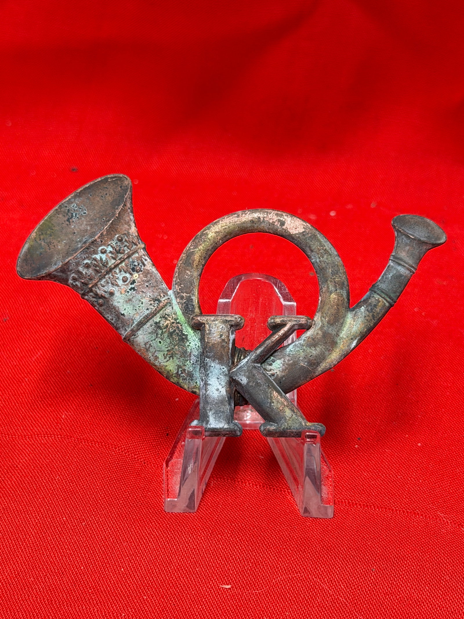 Civil War Era Infantry Headgear Badge Company K Hunting Horn Insignia (1 of 3)
