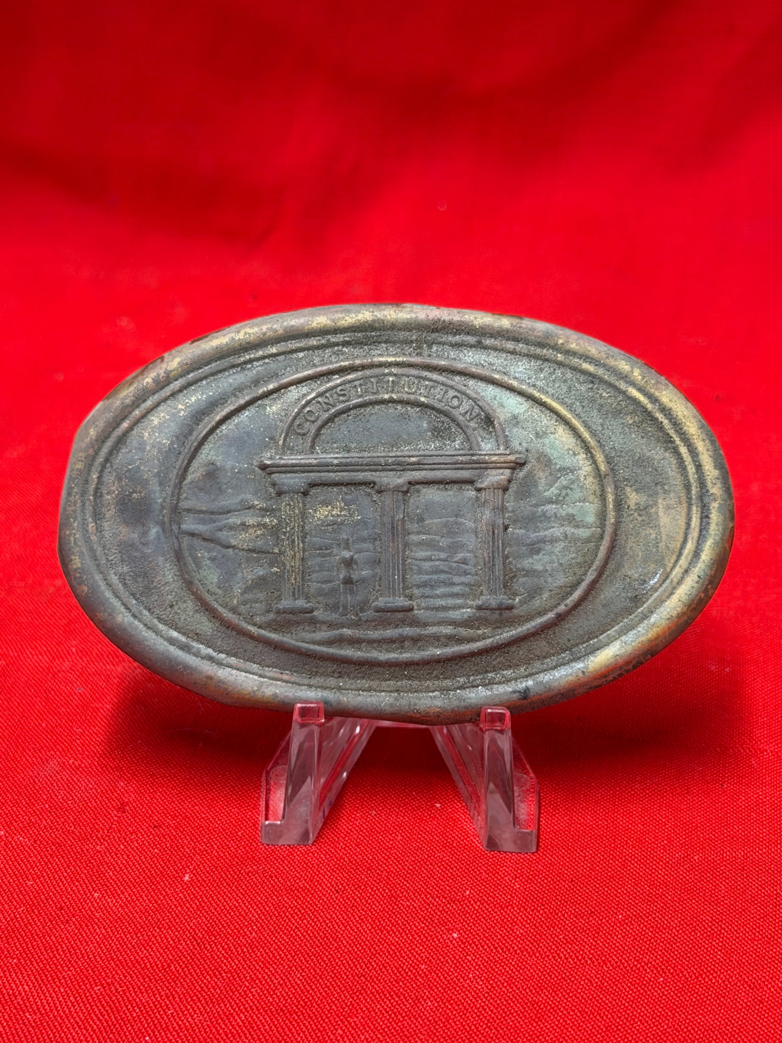 Civil War Era North Carolina “Constitution?? Oval Belt Plate Buckle – Nashville TN Found Relic (1 of 5)