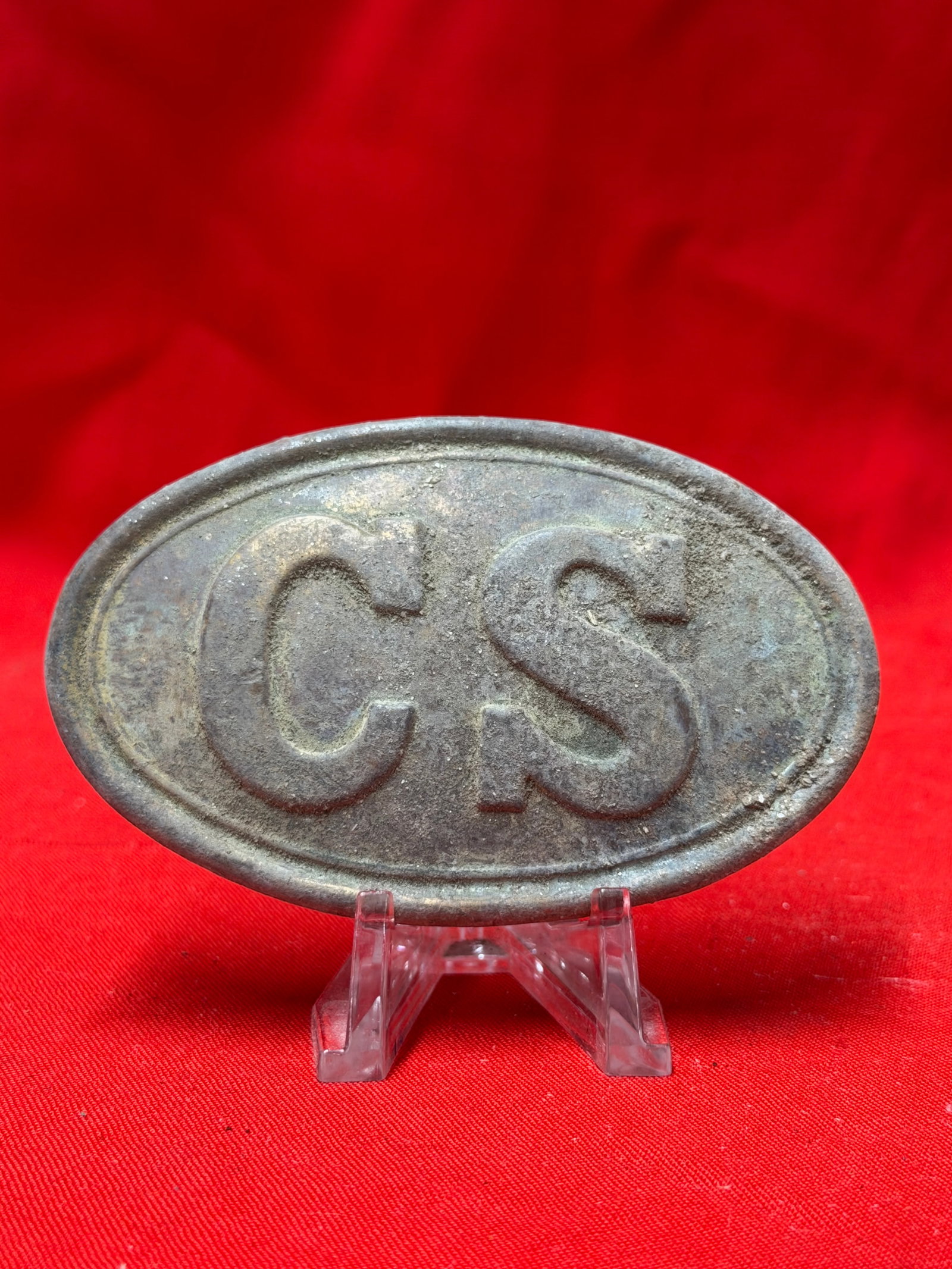 Civil War Era Style “C.S.?? Oval Belt Plate Buckle Dug Relic – VA Provenance Marked (1 of 5)