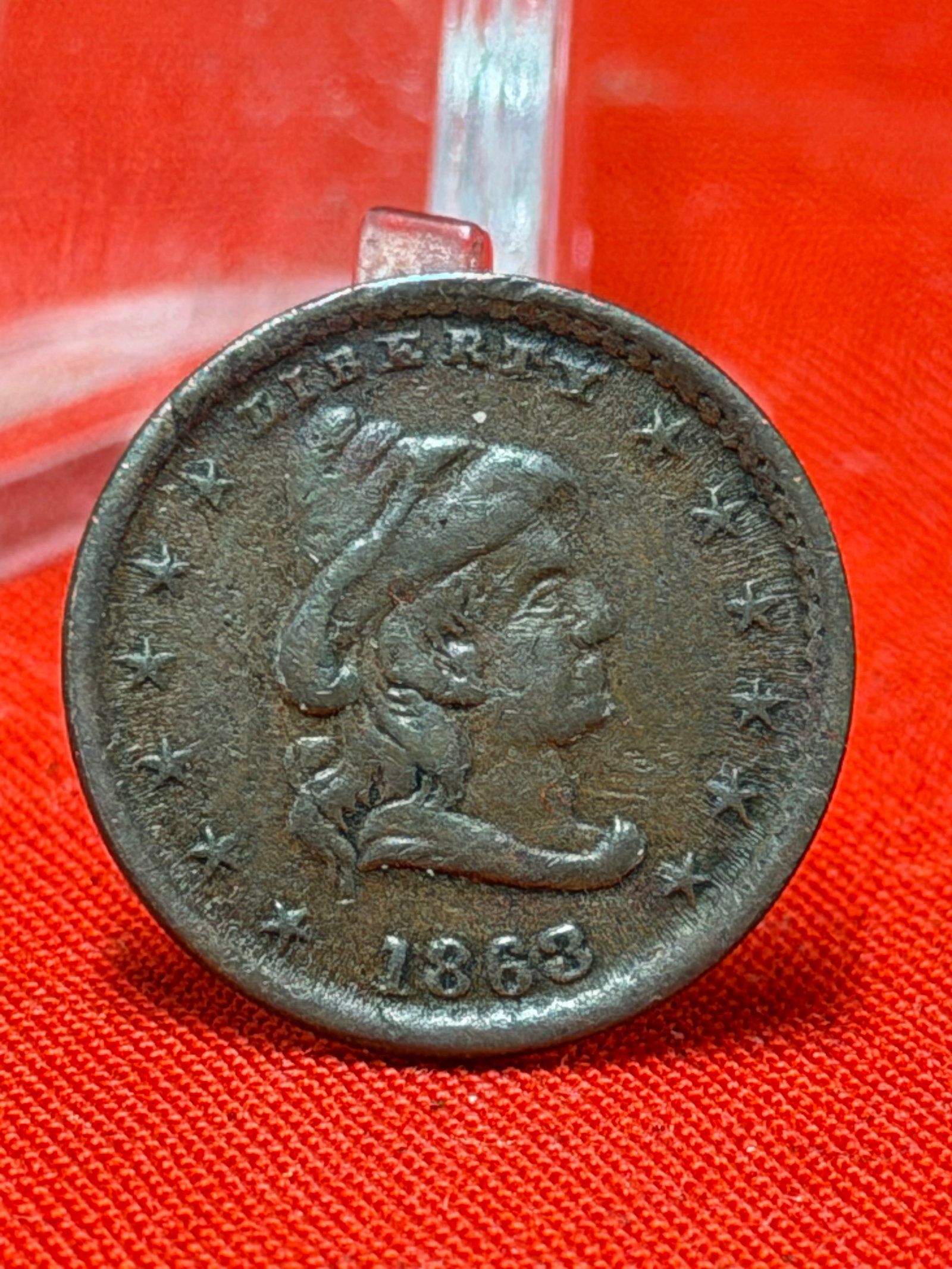 1863 Civil War Era “Our Army?? Patriotic Token: 1863 Civil War era patriotic token featuring a Liberty head portrait on the obverse with the date “1863,” and “OUR ARMY” surrounded by a laurel wreath on the reverse. These privately i