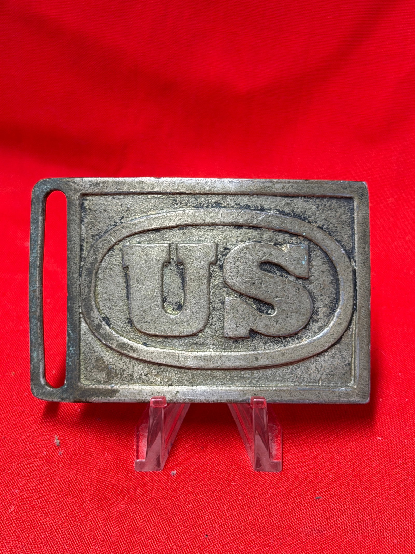Antique Cast Brass “US?? Belt Buckle – Civil War Style Military Waist Belt Plate (1 of 3)