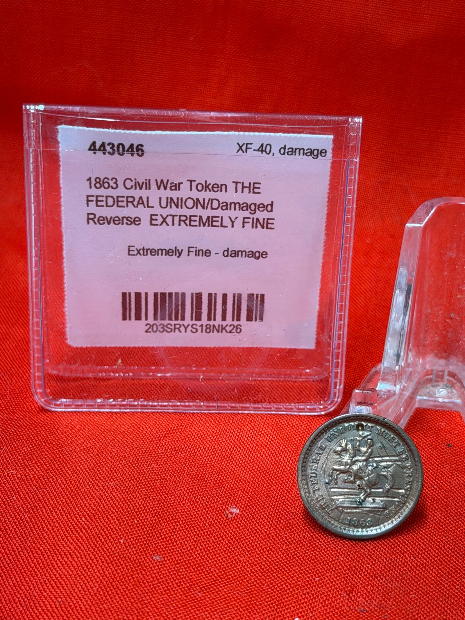 1863 The Federal Union Must Be Preserved Civil War Token XF Damaged Holed (1 of 5)