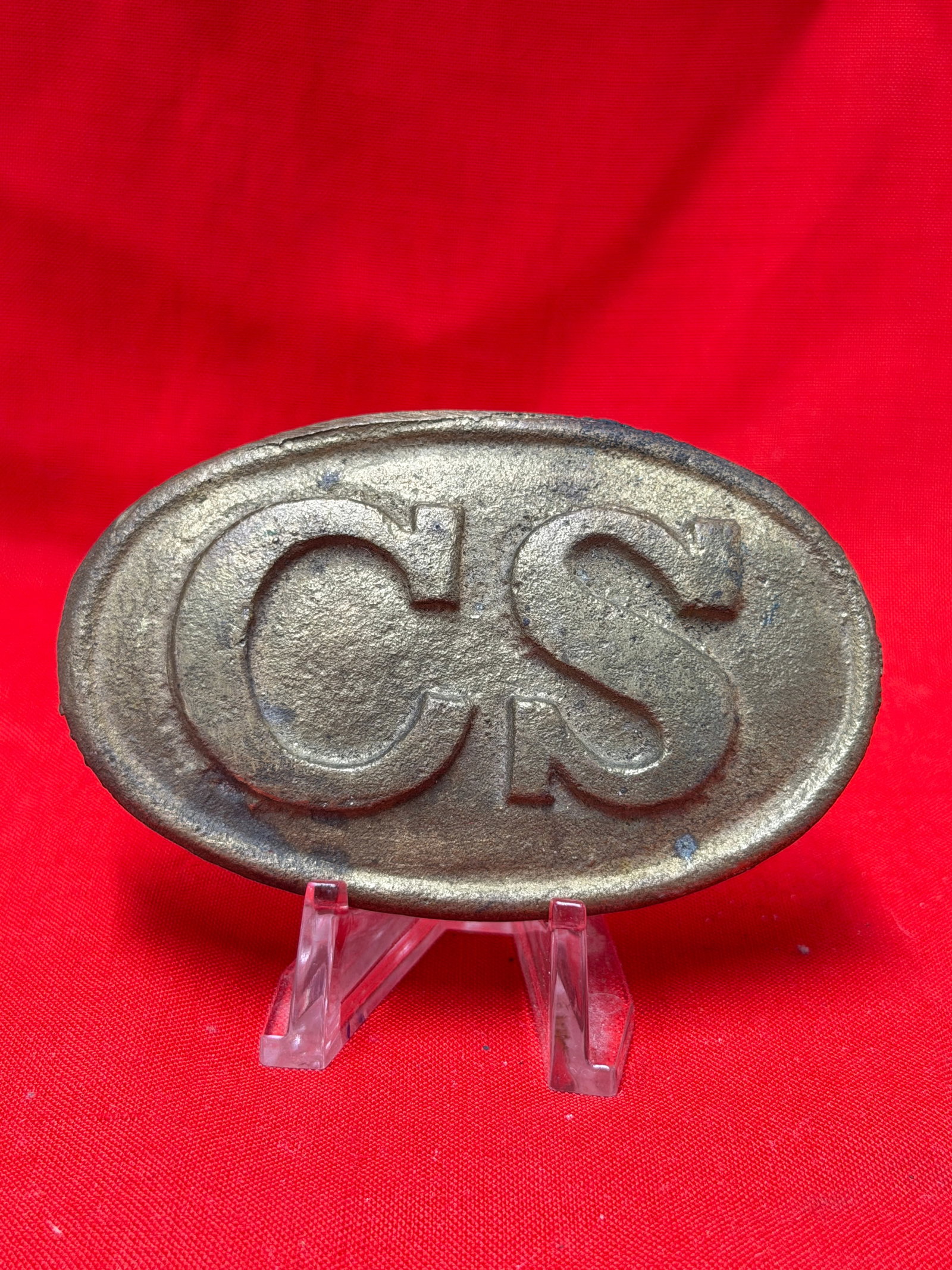 Civil War “CS?? Confederate States Cartridge Box Plate / Belt Plate Buckle Relic (1 of 3)