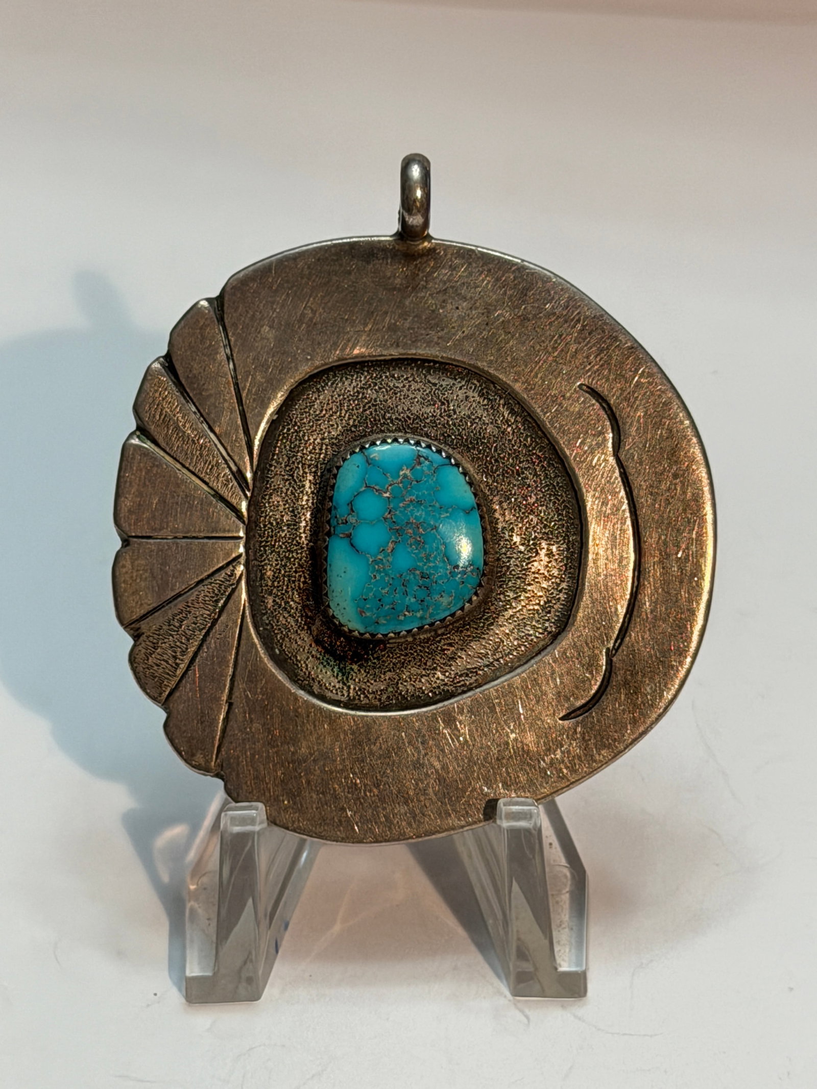 Vintage Modernist Sterling Silver Turquoise Pendant by Rich Sanders (1 of 5)