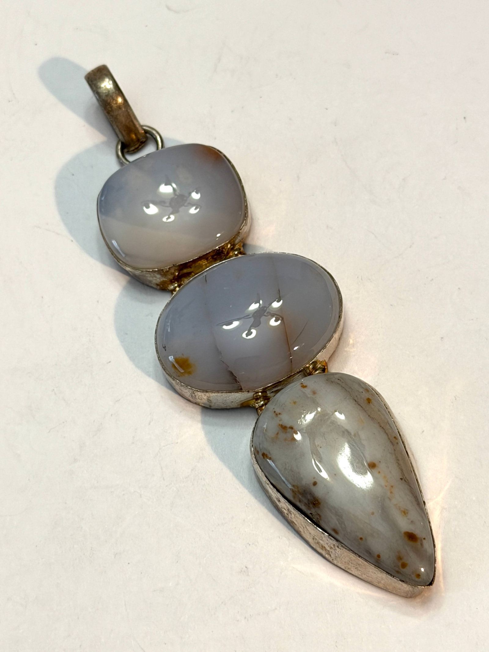 Vintage Sterling Silver Multi-Stone Chalcedony Pendant (1 of 4)
