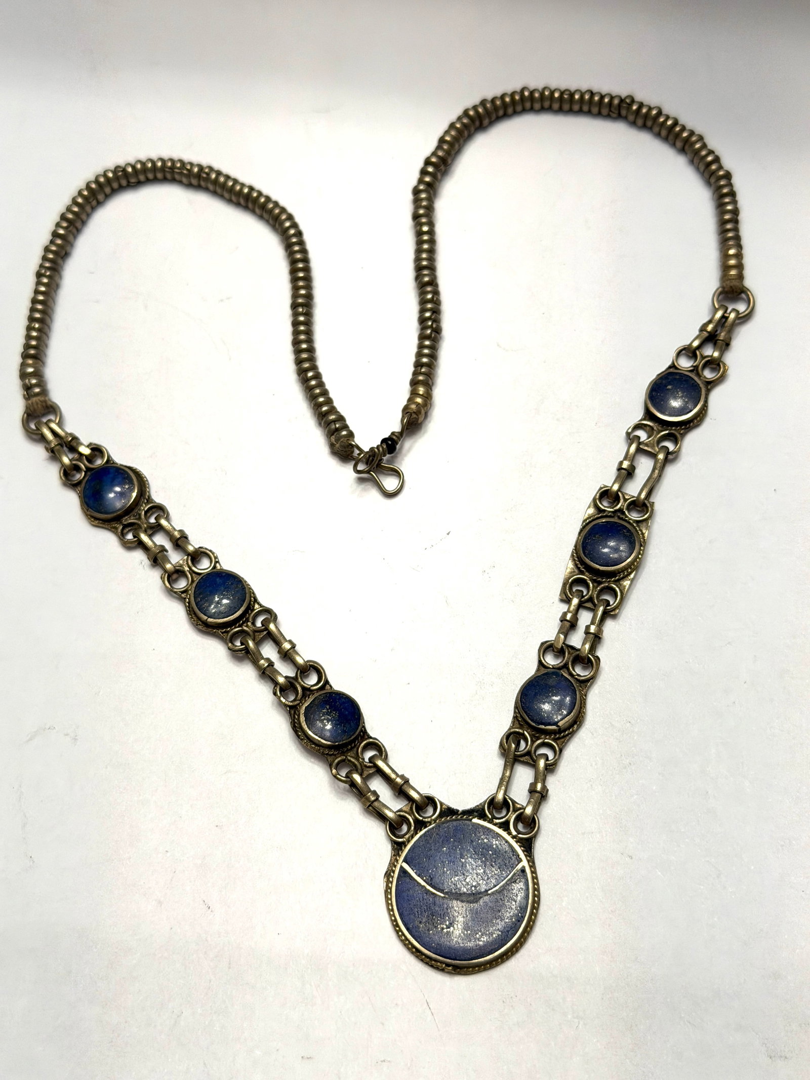 Vintage Sterling Silver Lapis Lazuli Bib Necklace ? Artisan Ethnic Statement Necklace (1 of 6)