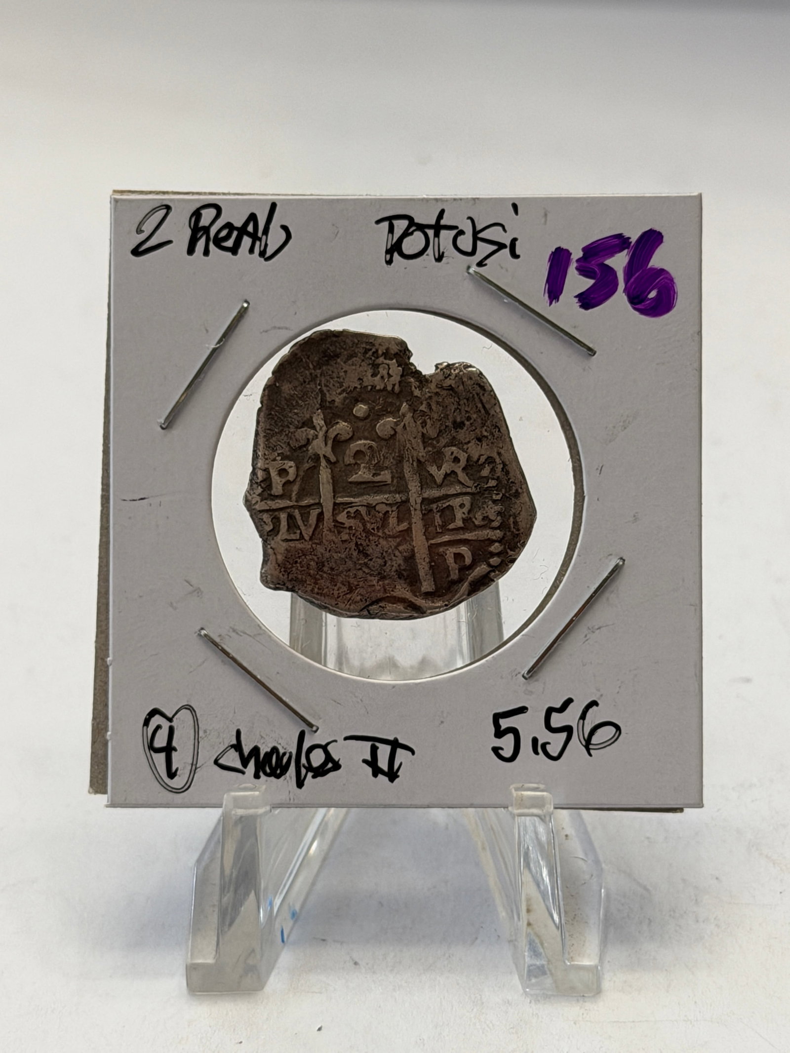 Potos? Silver 2 Reales Cob ? Charles II Spanish Colonial Treasure Coin (1 of 5)