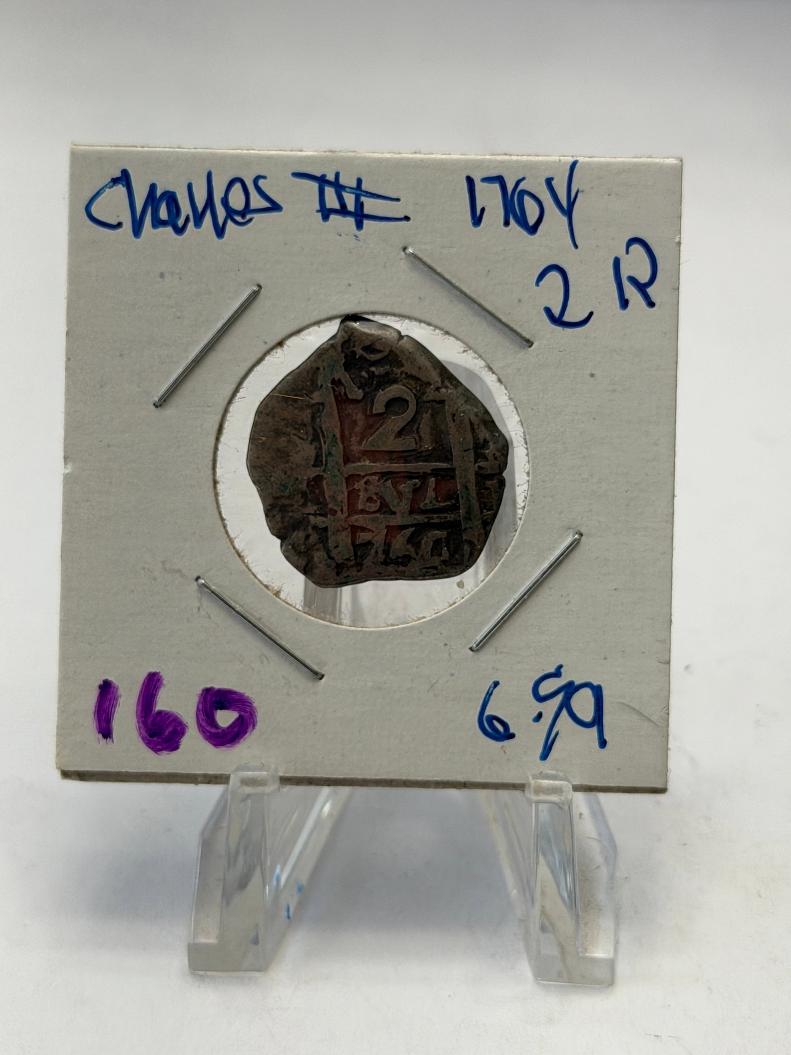 1704 Charles III Spanish Colonial 2 Reales Cob ? Bolivia Mint (1 of 5)