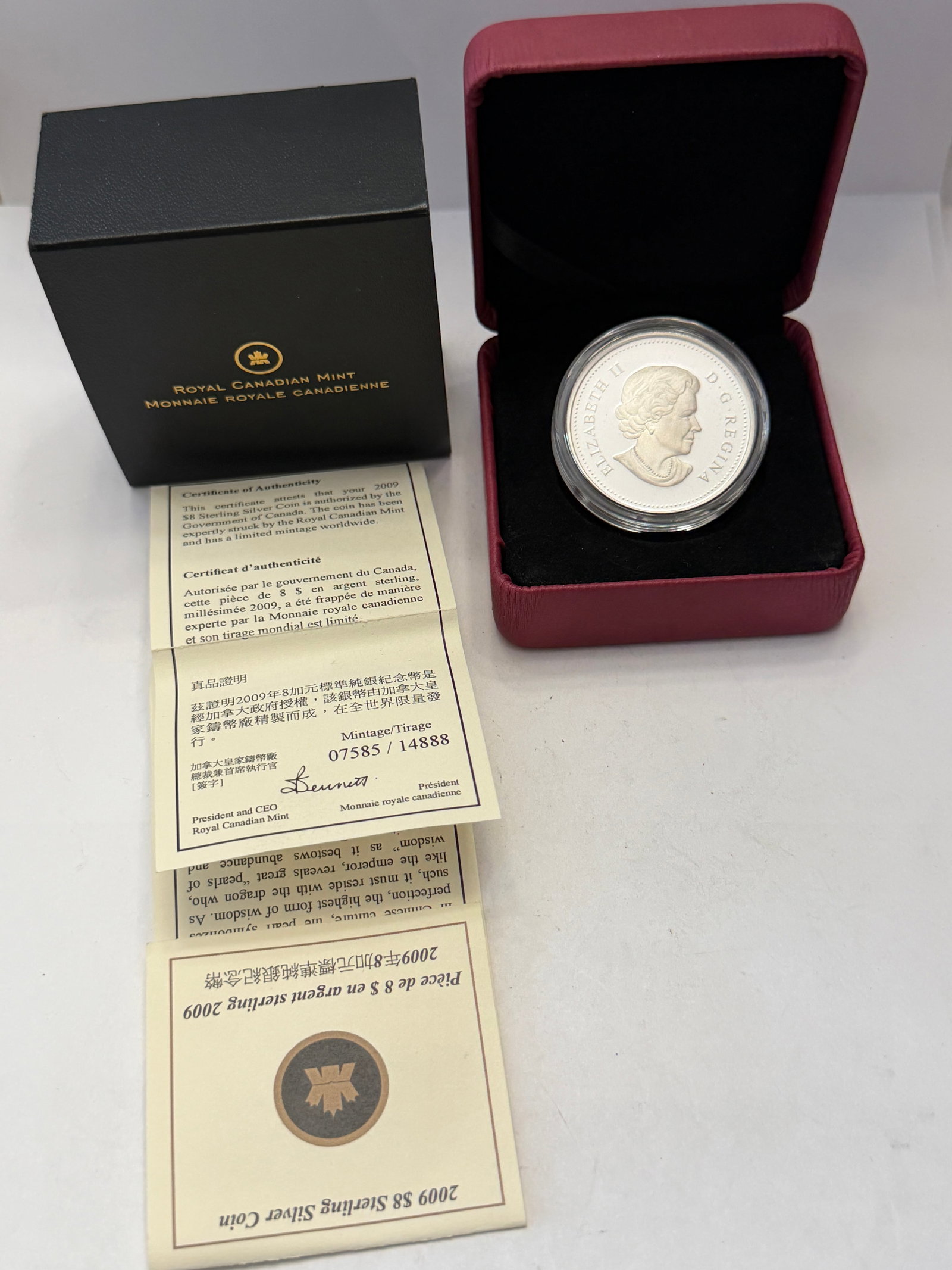 2009 Canada $8 Sterling Silver Year of the Ox Coin ? Royal Canadian Mint with Swarovski Crystal (1 of 4)