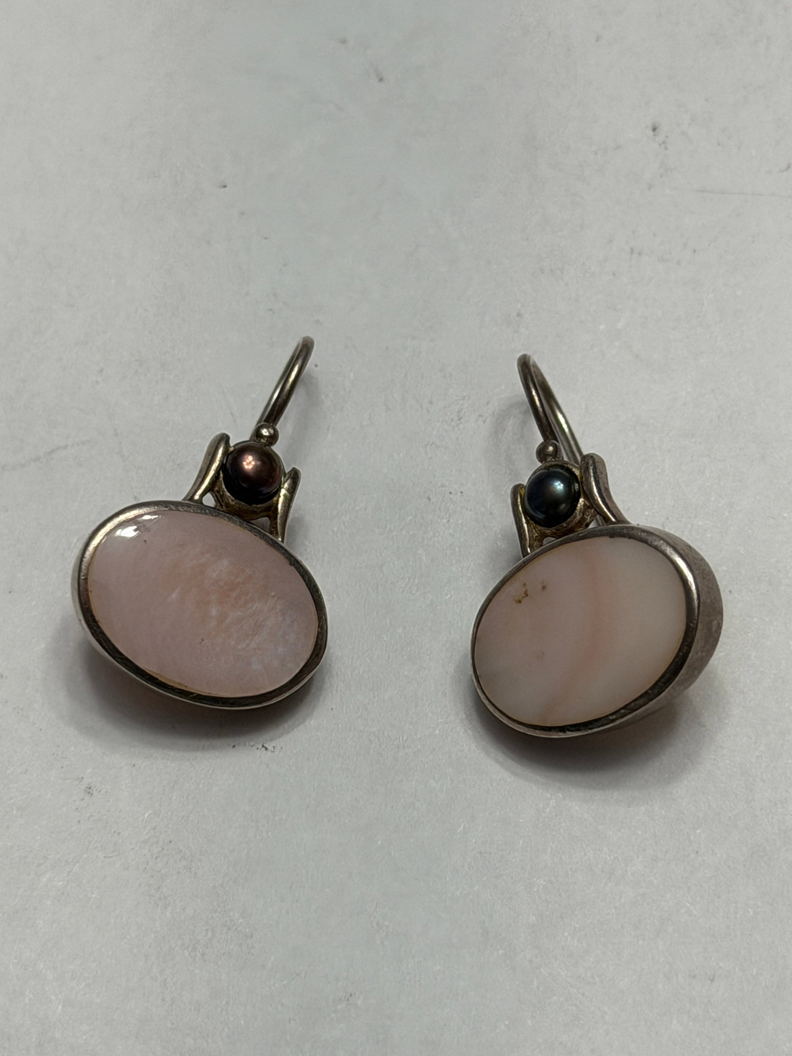 Rare Vintage Sterling Silver Mother of Pearl Earrings (1 of 3)