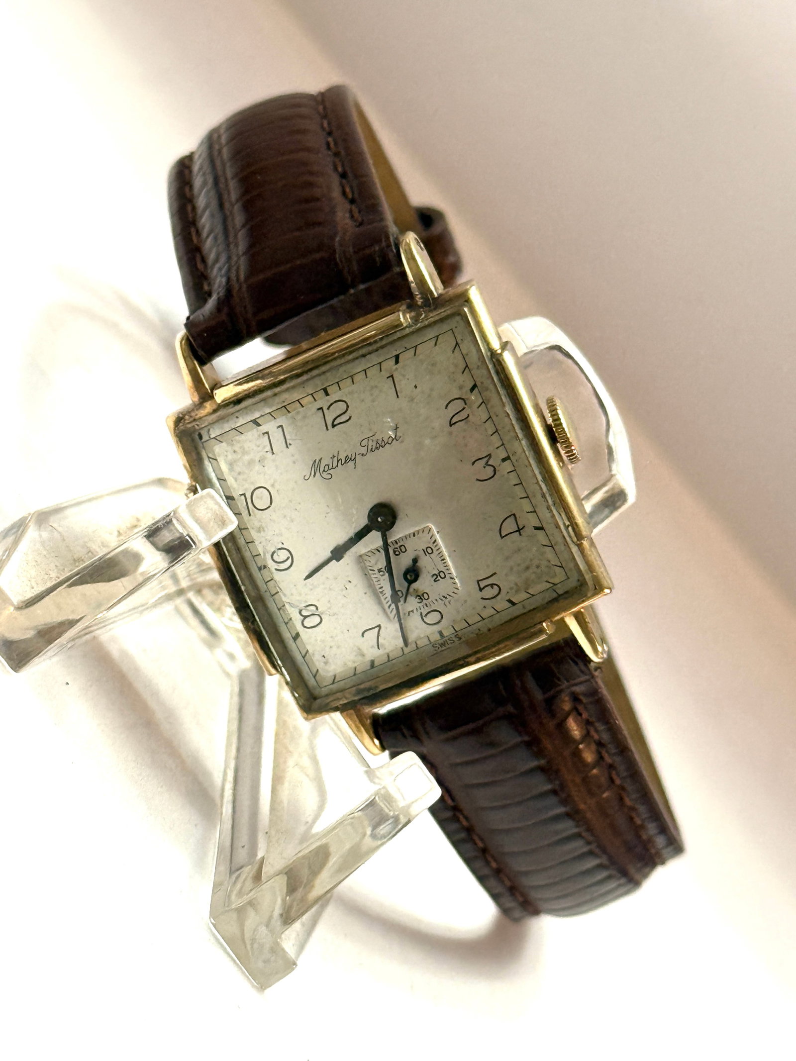 Vintage Mathey-Tissot Rectangular Swiss Wristwatch ? Gold Filled Case, Small Seconds Dial (1 of 4)