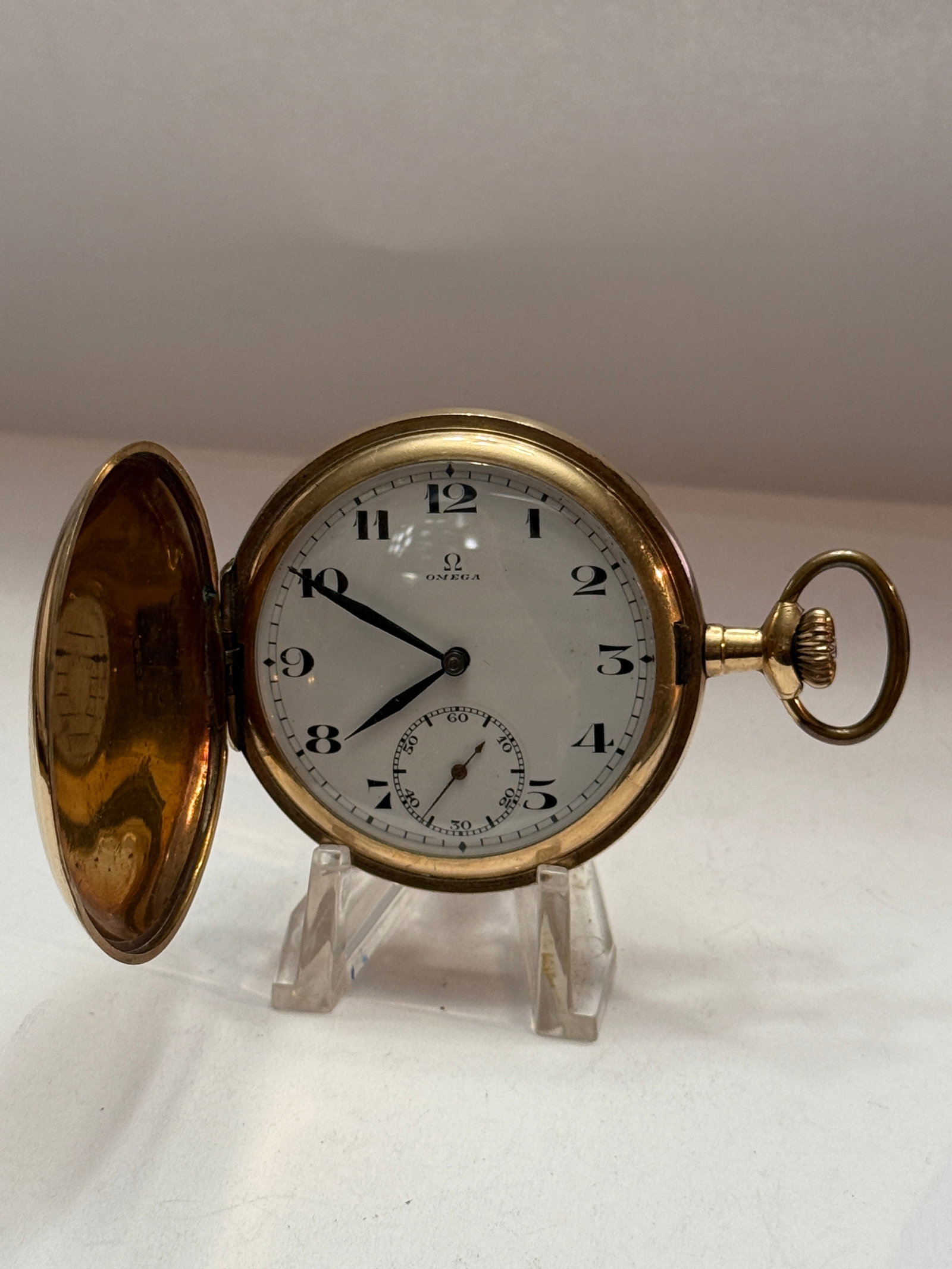 Antique Omega Open Face Pocket Watch in Gold-Filled Illinois Watch Case (1 of 2)