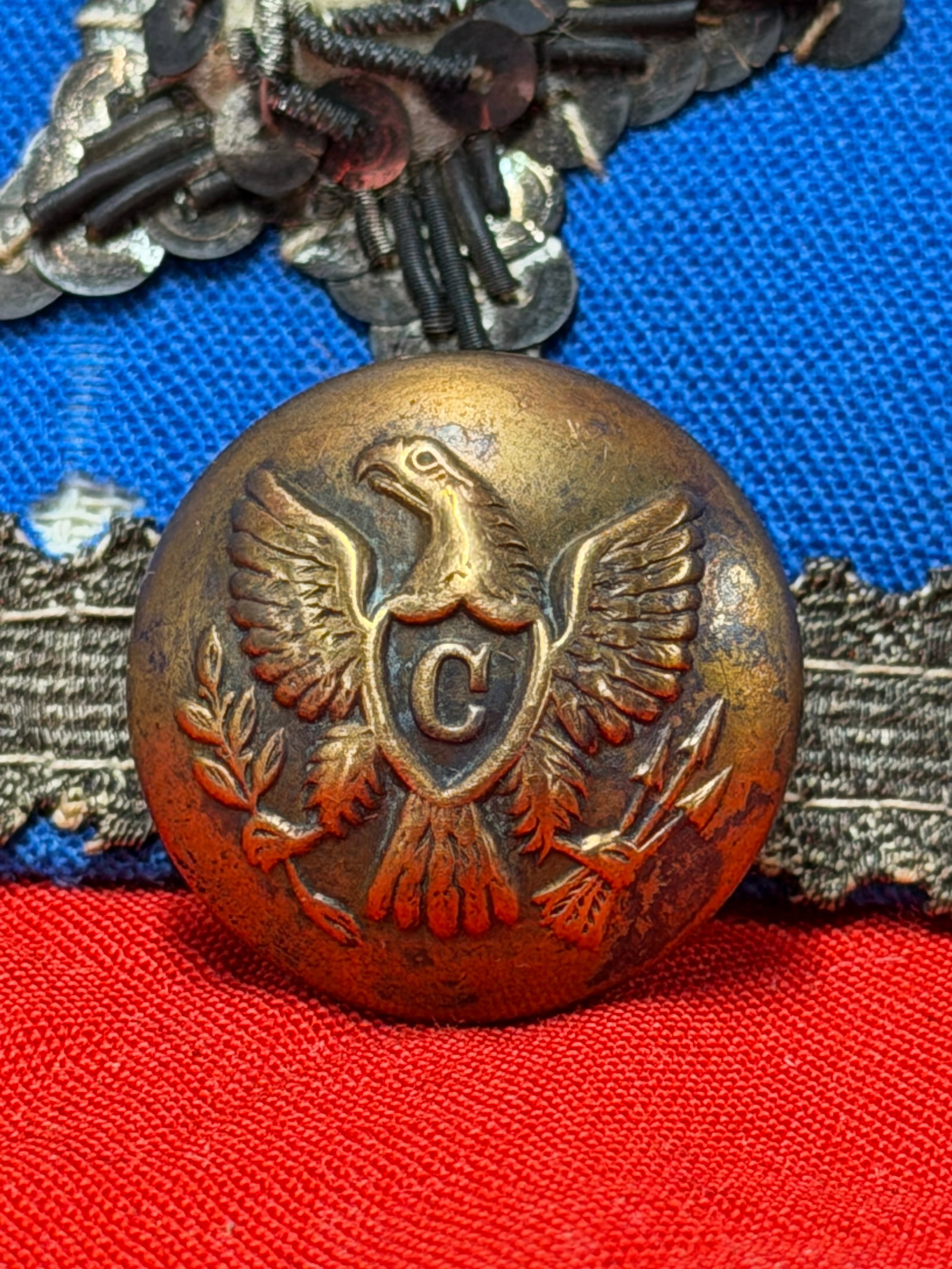 Civil War Union Cavalry Coat Button Horstmann Philadelphia Eagle C Shield Button (1 of 4)
