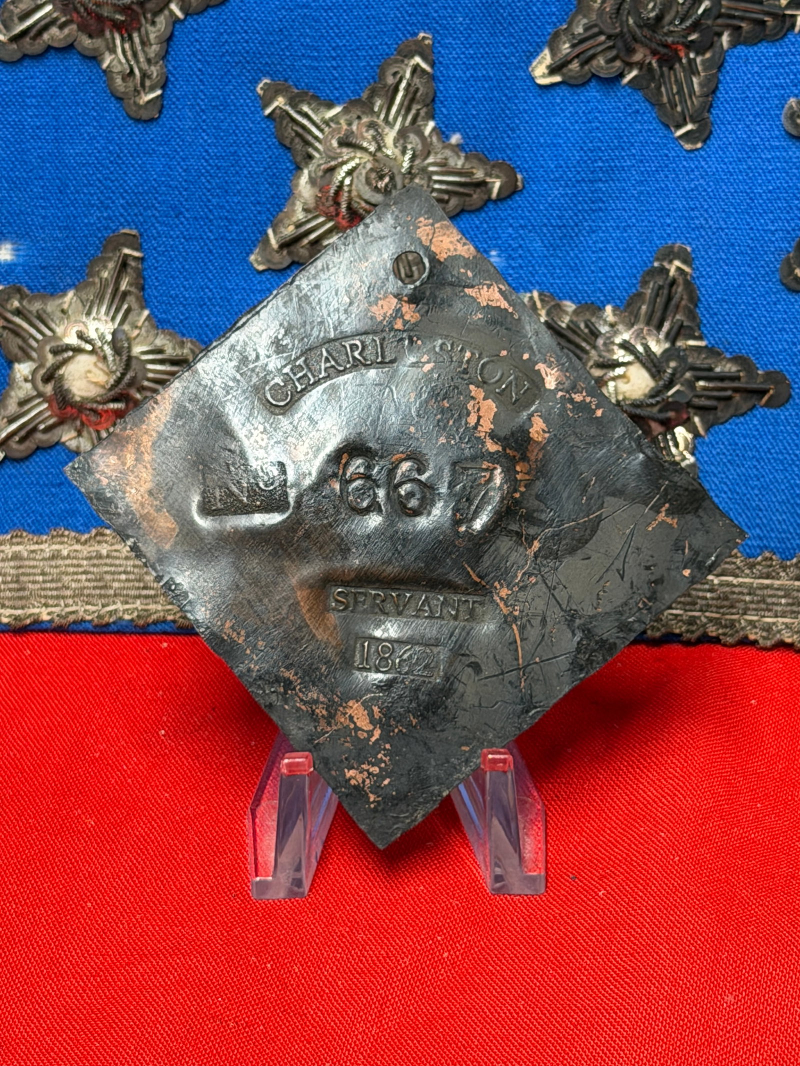 Charleston South Carolina Slave Servant Badge No. 667 Dated 1862 Copper Identification Tag (1 of 4)