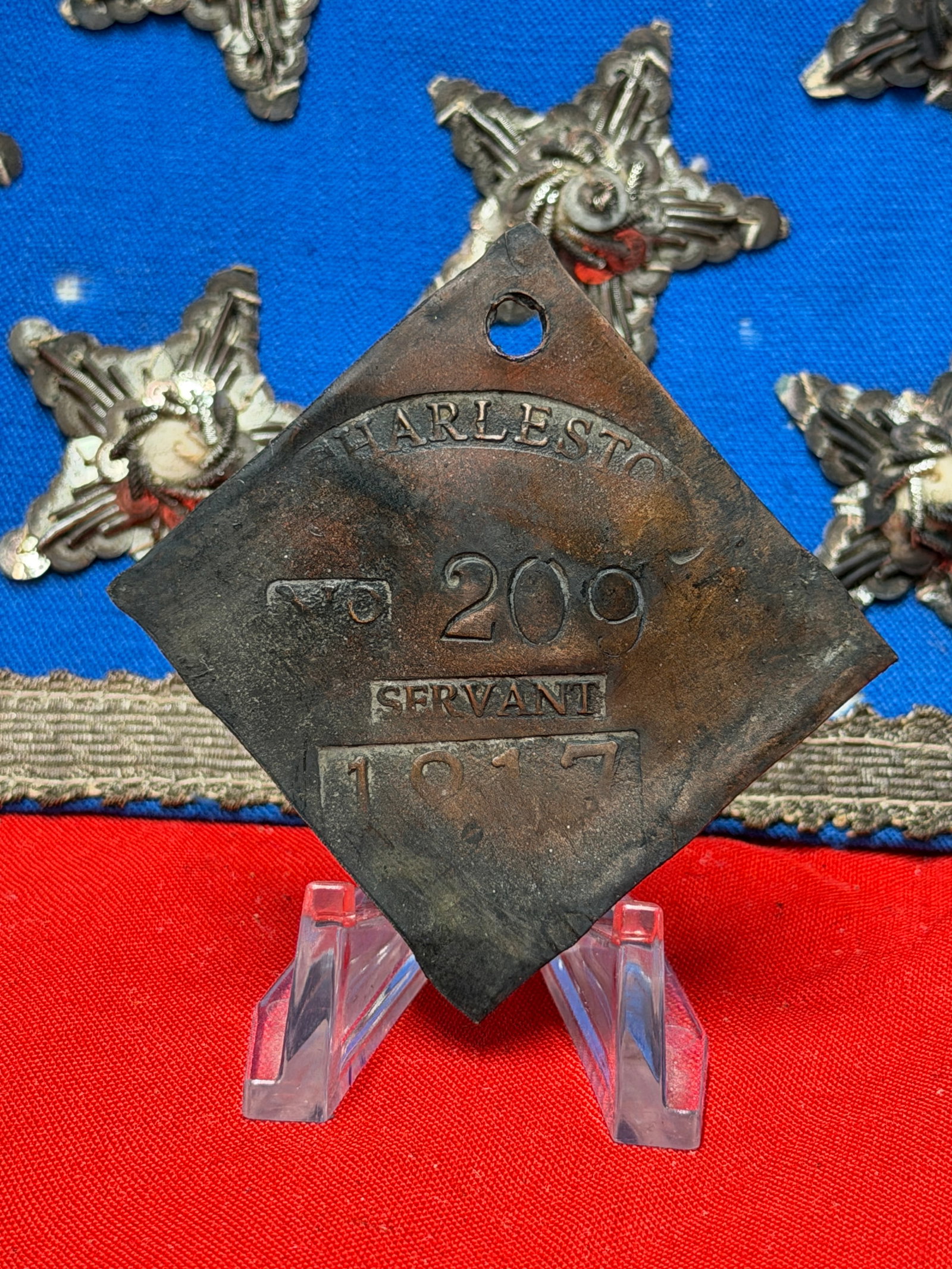 Charleston South Carolina Servant Badge No. 209 Dated 1817 Occupational Identification Tag (1 of 4)