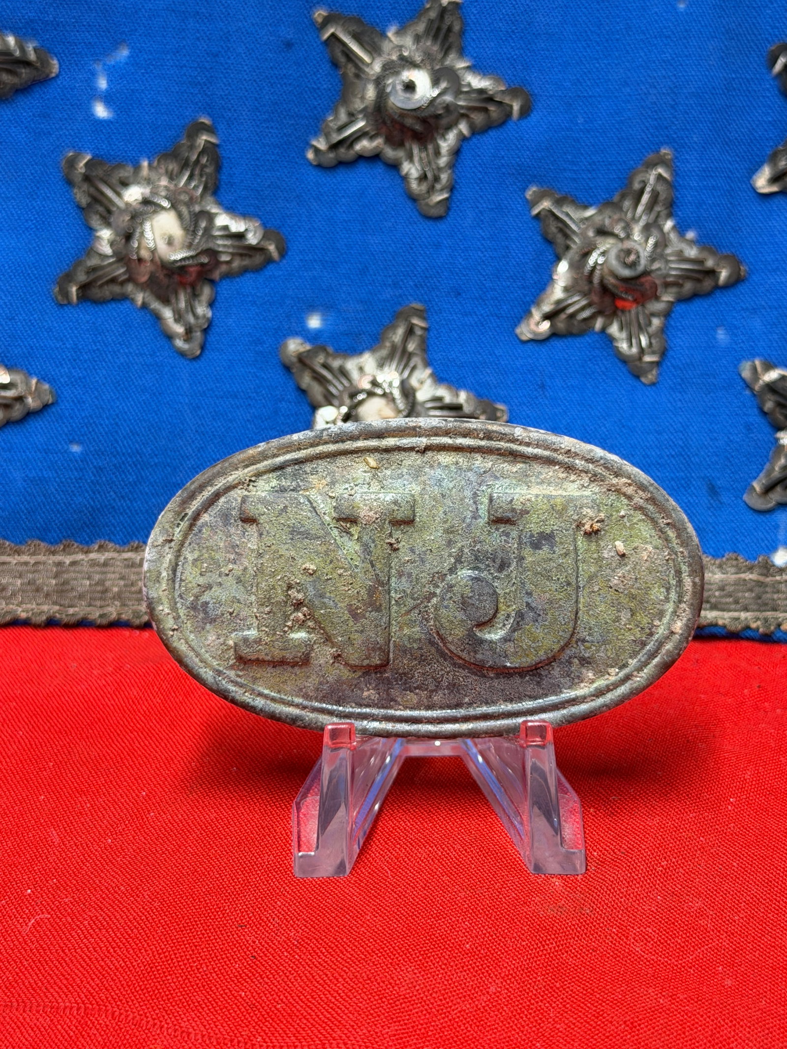 Civil War New Jersey Militia NJ Oval Belt Plate Buckle Cedar Creek Virginia Relic (1 of 6)