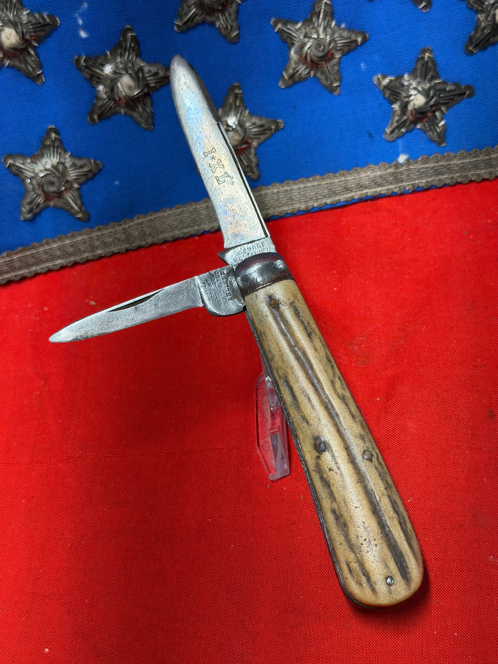 Antique George Wostenholm I*XL Stag Handle Folding Pocket Knife Sheffield England (1 of 7)