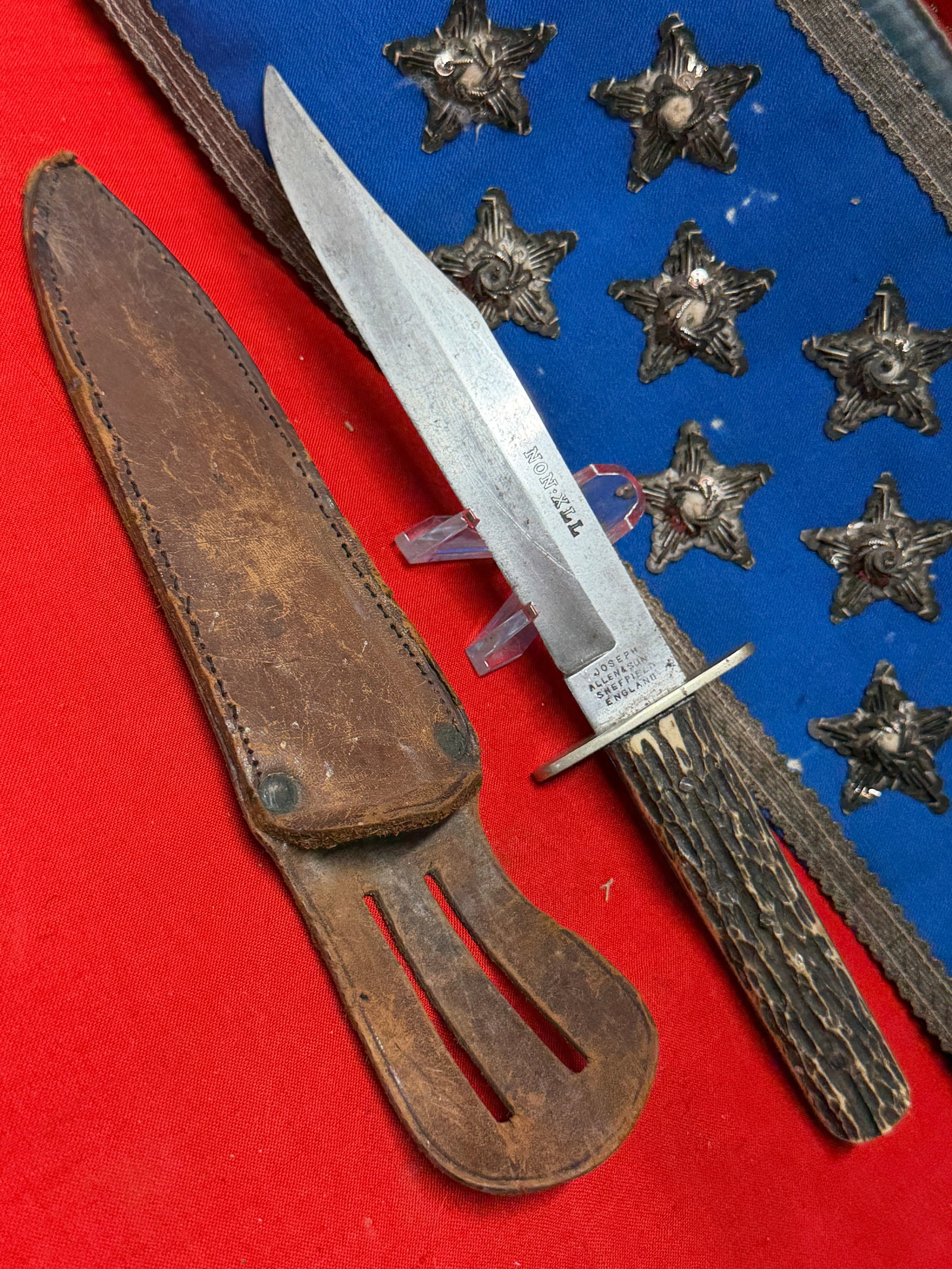 Antique Joseph Allen & Sons NON-XLL Sheffield England Hunting Knife with Original Sheath (1 of 7)
