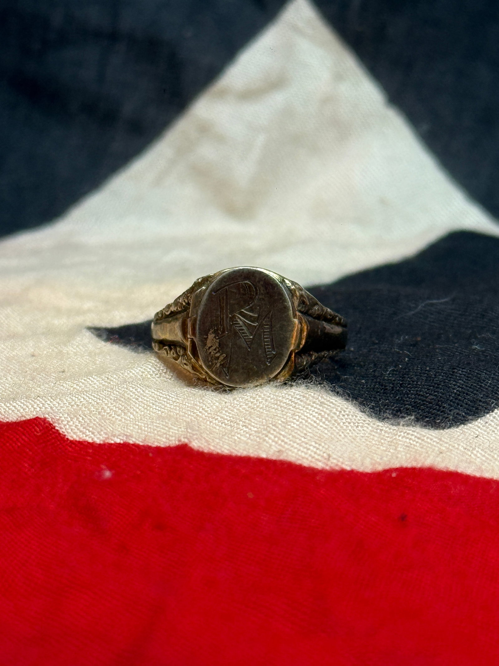 WWII Era German Gold-Filled Memorial Locket Ring with Portrait Insert (1 of 6)