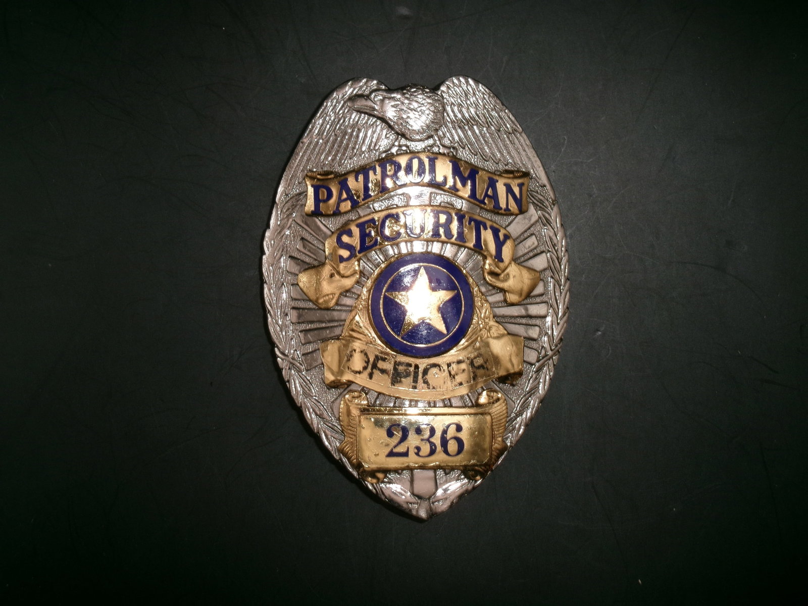 Modern American Patrolman Security Officer Shield Badge No. 236 (1 of 4)