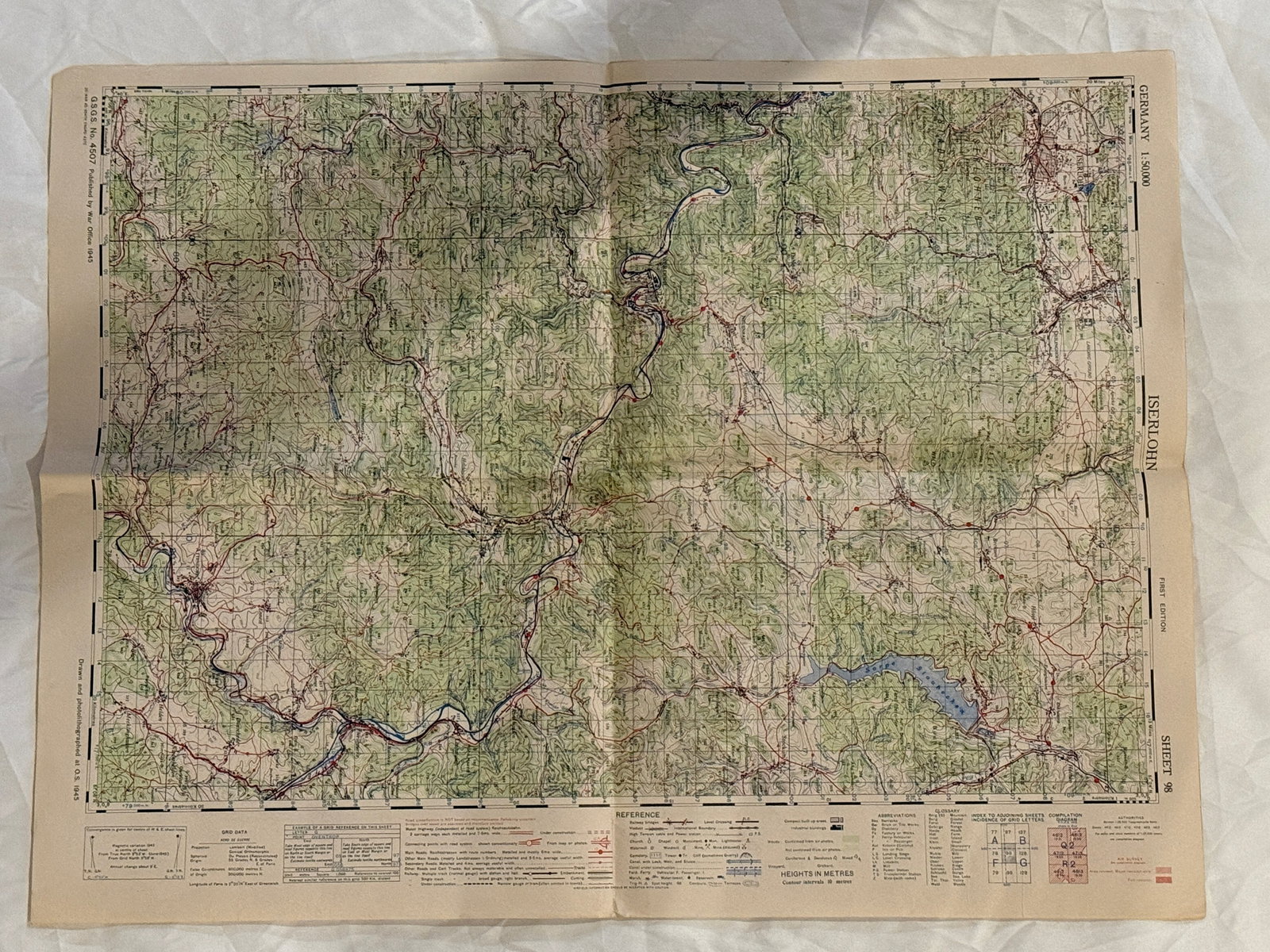 WWII U.S. Army Map of Iserlohn, Germany – Sheet 98 (1945) (1 of 7)