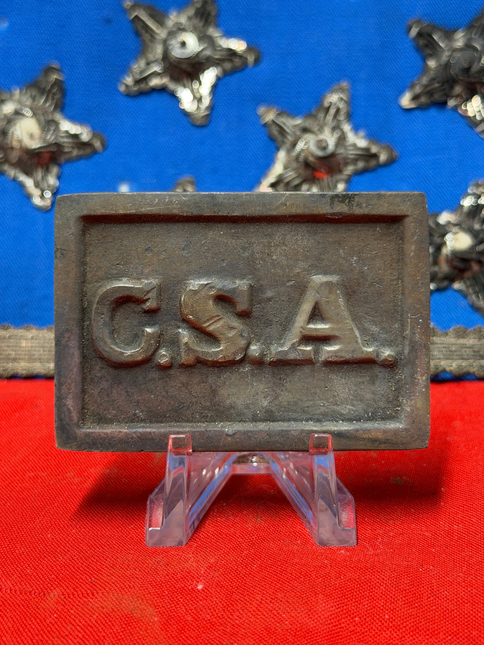 Civil War Confederate States of America CSA Belt Plate Relic Recovered at New Market Virginia: Offered here is a Confederate States of America (C.S.A.) belt plate recovered in New Market, Virginia, a location closely associated with Civil War military activity and the Battle of New Market. The 