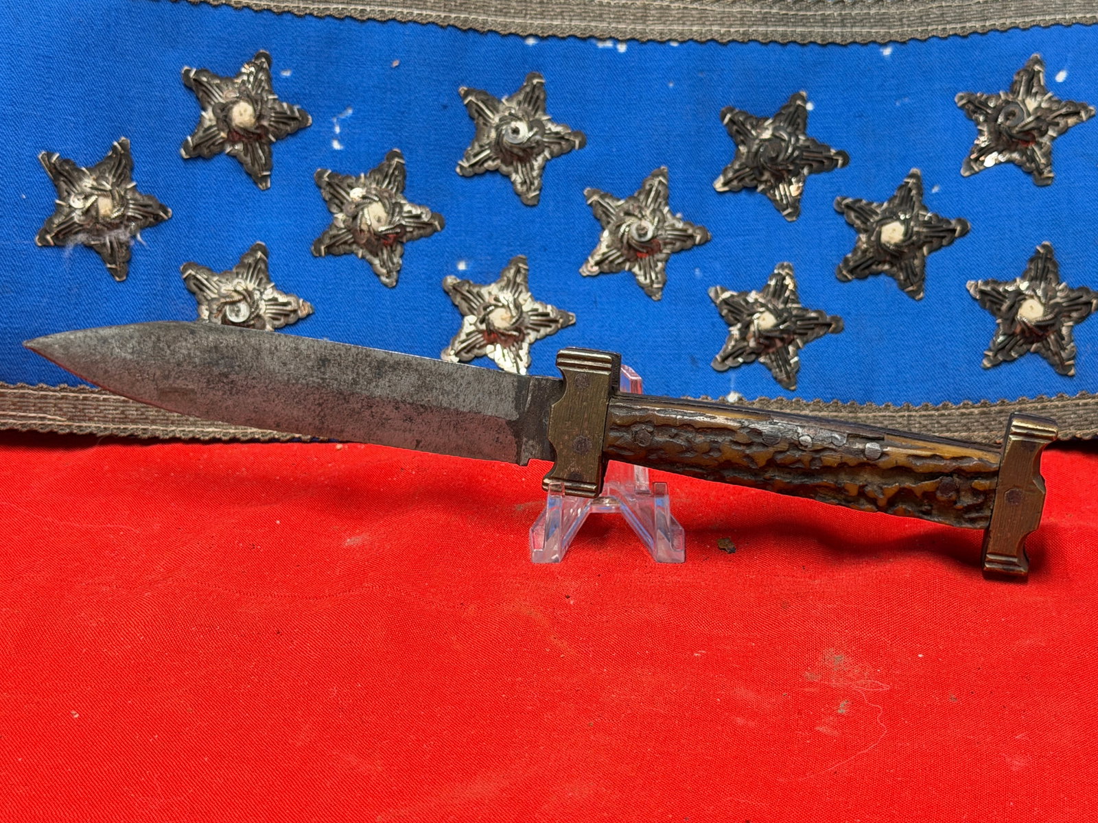 19th Century Texas Style Officer's Stag Handle Folding Blade Pocket Knife (1 of 9)