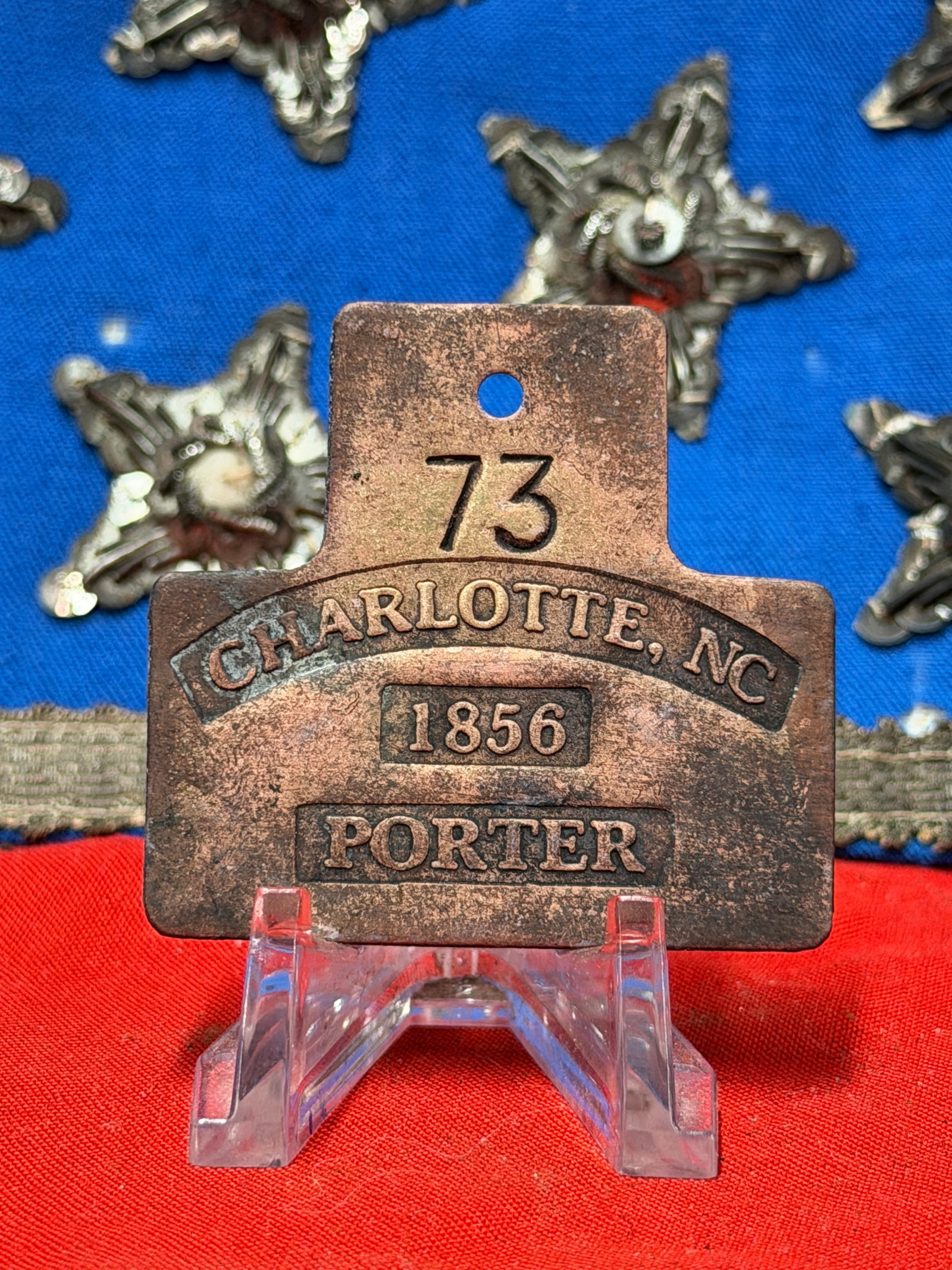 1856 Charlotte North Carolina Slave Tag No. 73 Porter Occupation Badge (1 of 3)